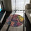 Thumbnail: Round Chenille Rug with Artist's print in Rose Navy and Yellow (0537)
