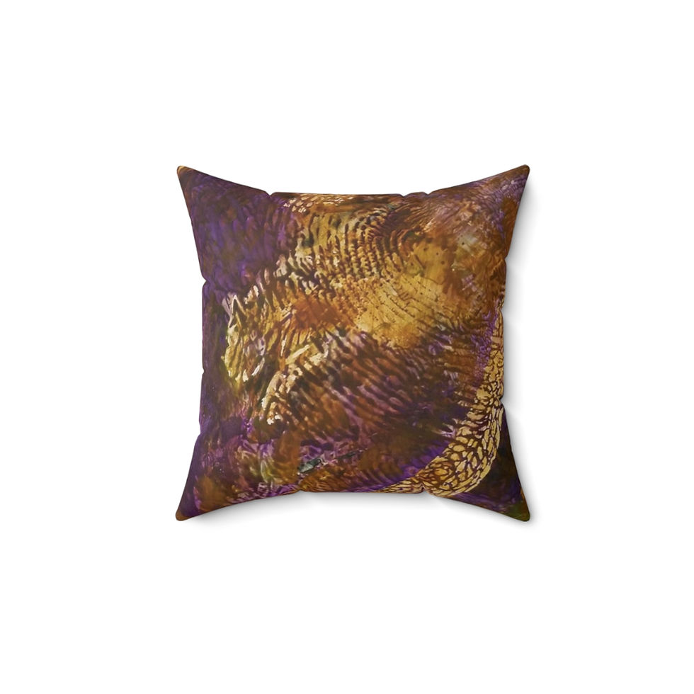 Thumbnail: Square Pillow - Gold Purple Orang Black Abstract Design (0533)