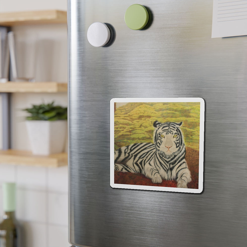 Thumbnail: Artists print of white tiger. Die-Cut Magnets (0406 White Tiger)