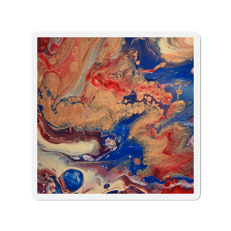 Thumbnail: Artist's print in Pink, Beige, Red, White & Blue on Custom Die-Cut Magnet (0159)