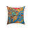 Thumbnail: Square Pillow. Artist's Print on Faux Suede (0557) blue red flowers