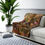 Thumbnail: Sherpa Fleece Blanket with Artists print(0536) in gold green brown and pink