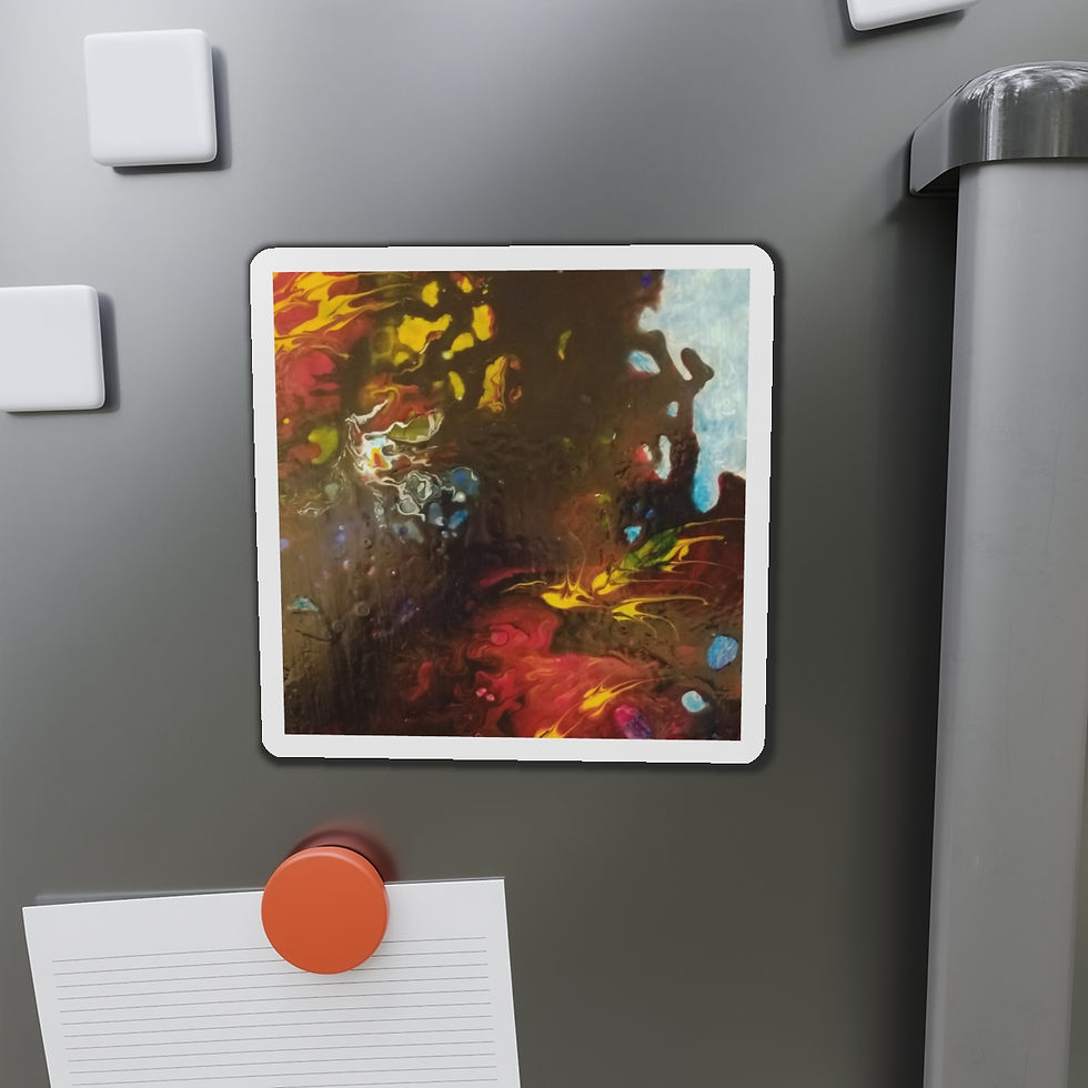 Thumbnail: Artist's print on Custom Die-Cut Magnets (0131) in Yellow Red Blue
