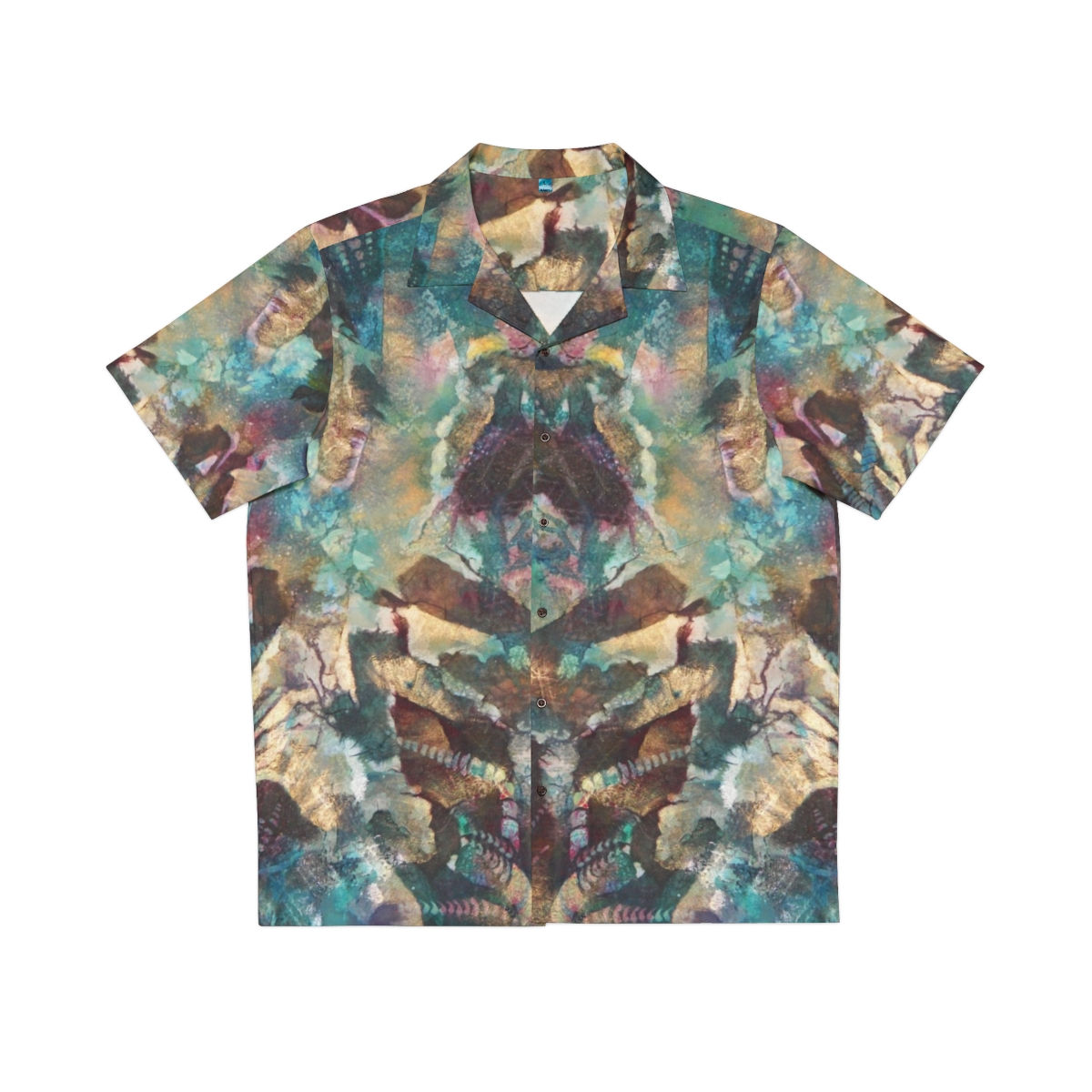 Artist's Print on Men's Hawaiian Shirt (AOP)(0525) aqua brown gold