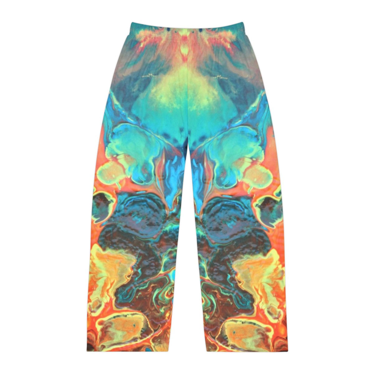 Artist's Print on Men's Pajama Pants (AOP) (0221) Orange and bright Aqua