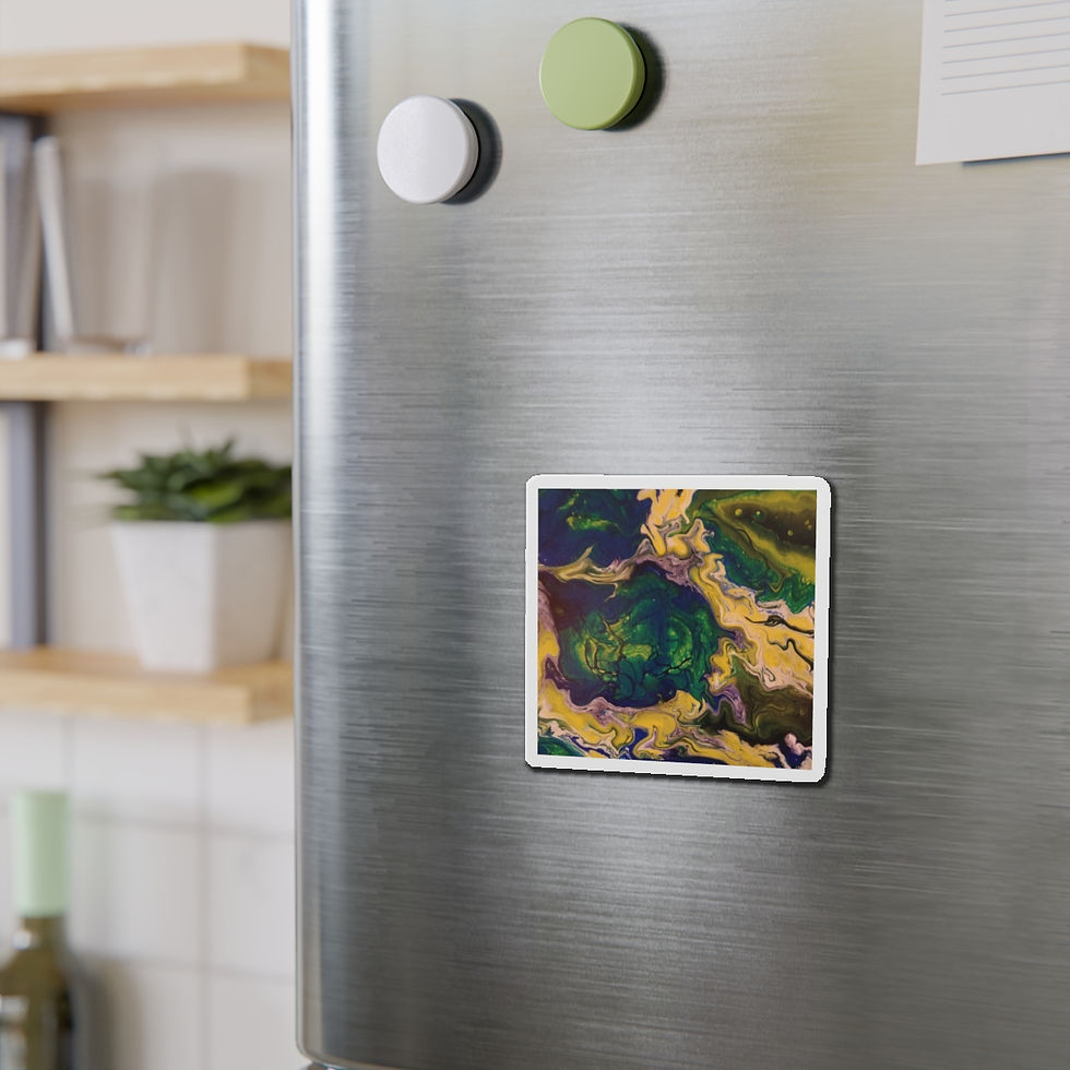 Thumbnail: Artist's print on custom die-cut magnets (0135) Blue Yellow Black Beige