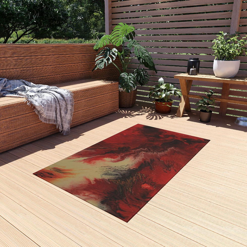 Thumbnail: Outdoor Rug with Artist's Print (0450) Red Black white