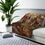 Thumbnail: Sherpa Fleece Blanket with Artists print(0536) in gold green brown and pink