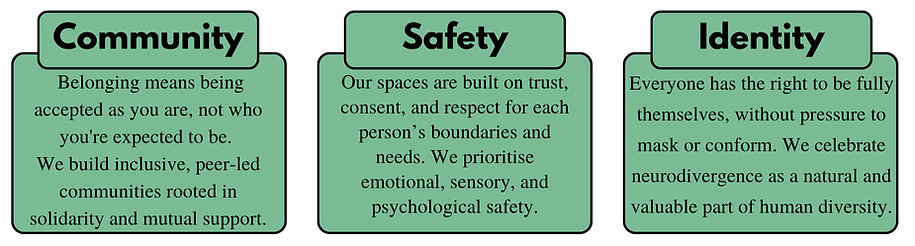 We build inclusive, peer-led communities rooted in solidarity and mutual support. Belongin