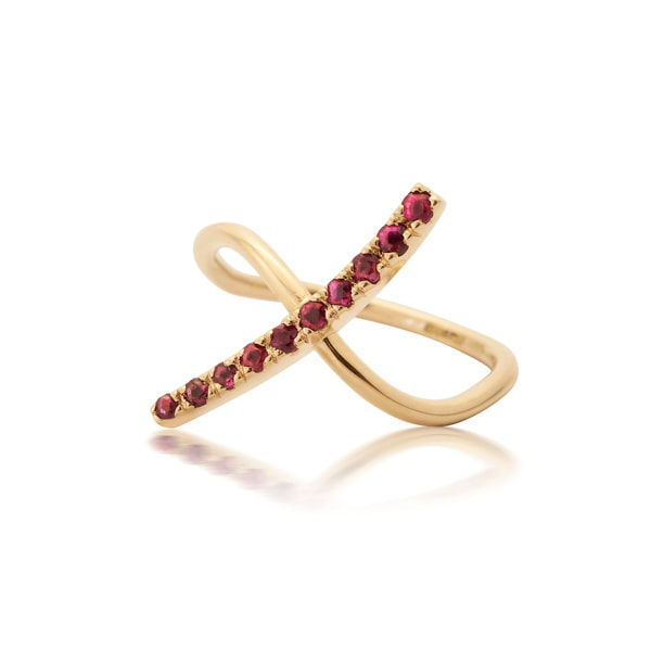 18ct Yellow Gold & Platinum 'Whisp' Ruby Ring
