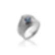 Sterling Silver & Sapphire Ring with Hand Line Engraving Detail - front view