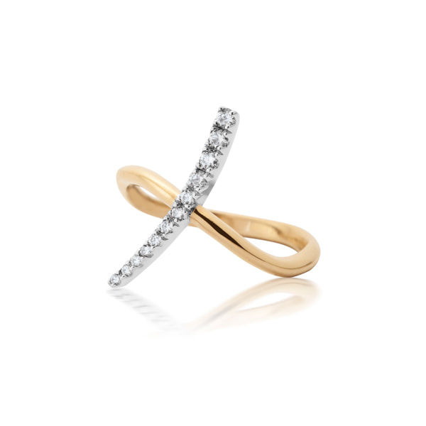18ct Yellow & White Gold, Diamond 'Whisp' Ring - front view
