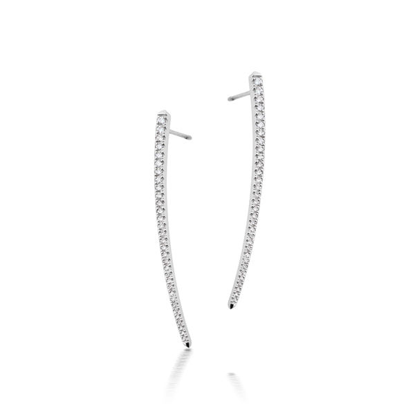 Platinum & Diamond "Whisp" Long Drop Earrings - front view