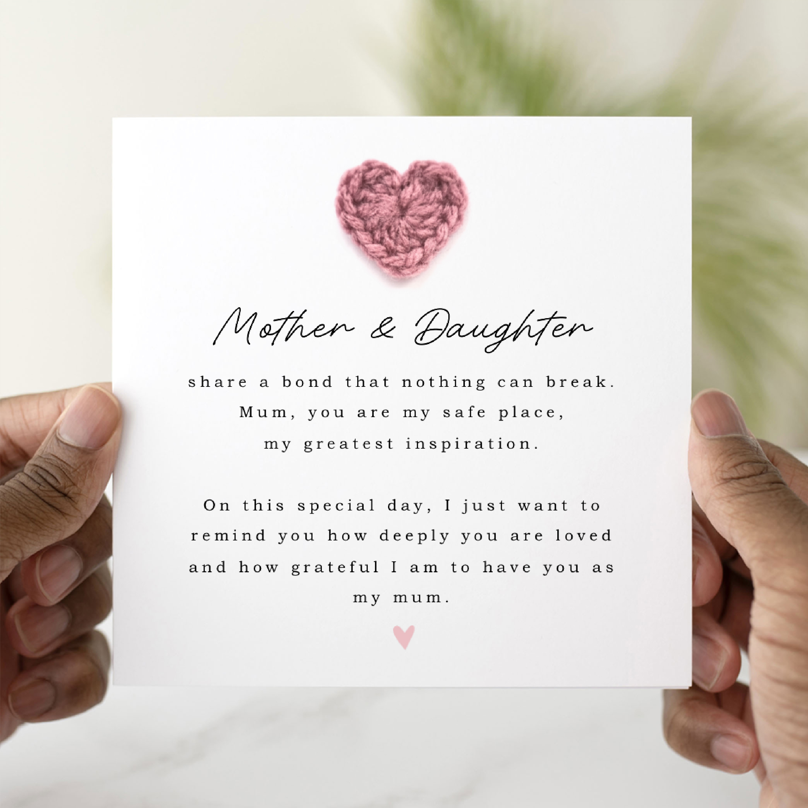 Mother & Daughter Birthday Card - Crochet Heart