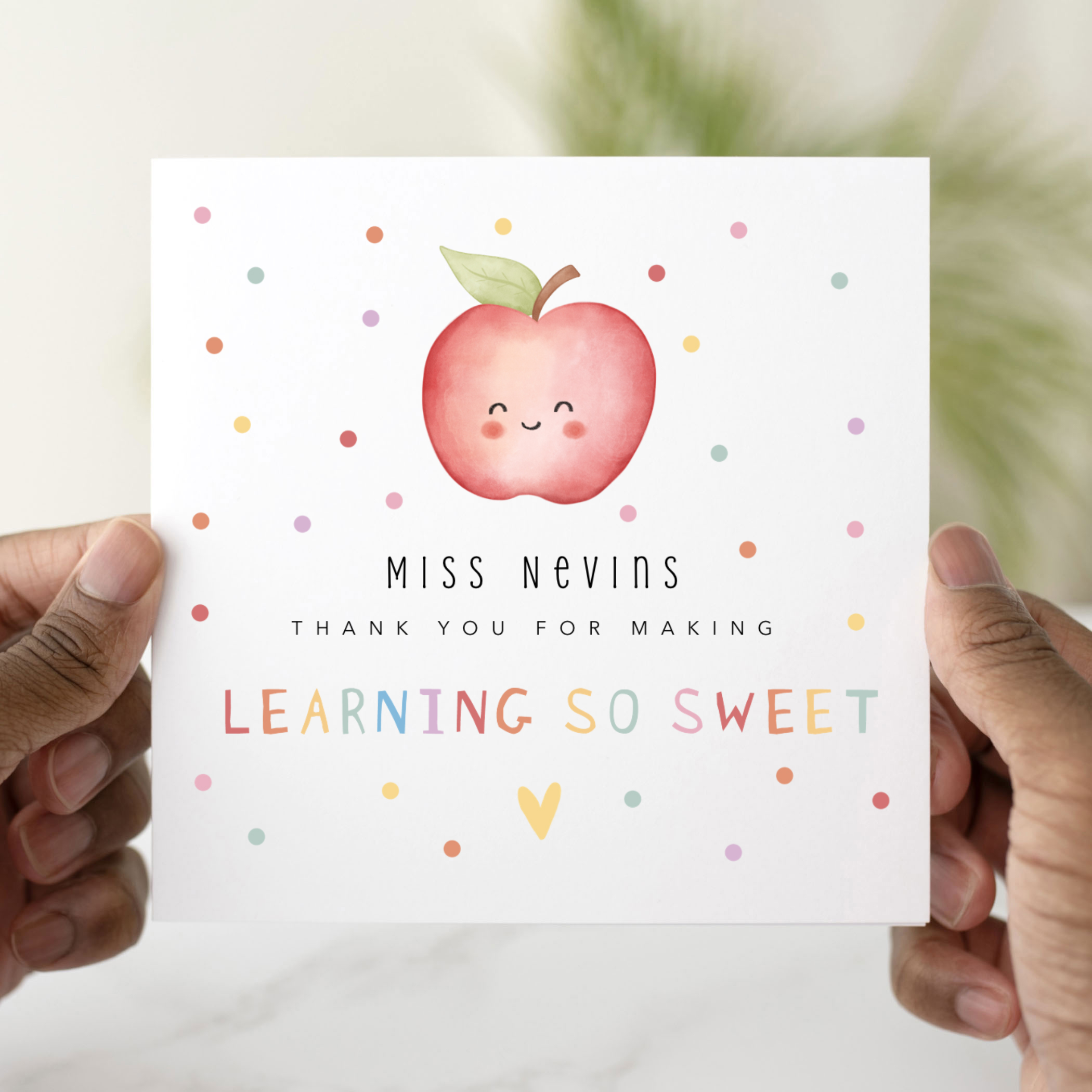 Personalised Teacher Thank You Card - Learning So Sweet