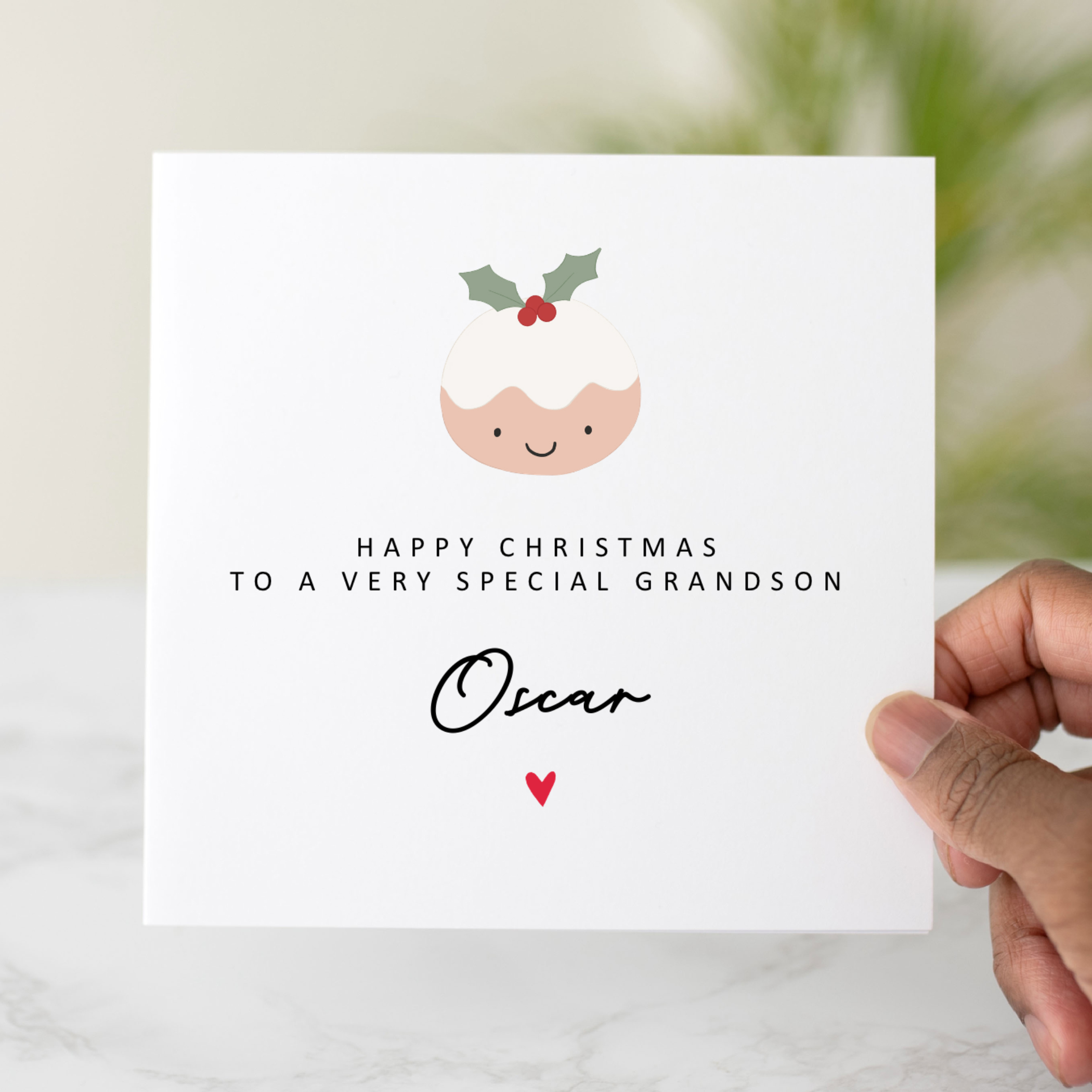 Personalised Grandson Christmas Card - Pudding