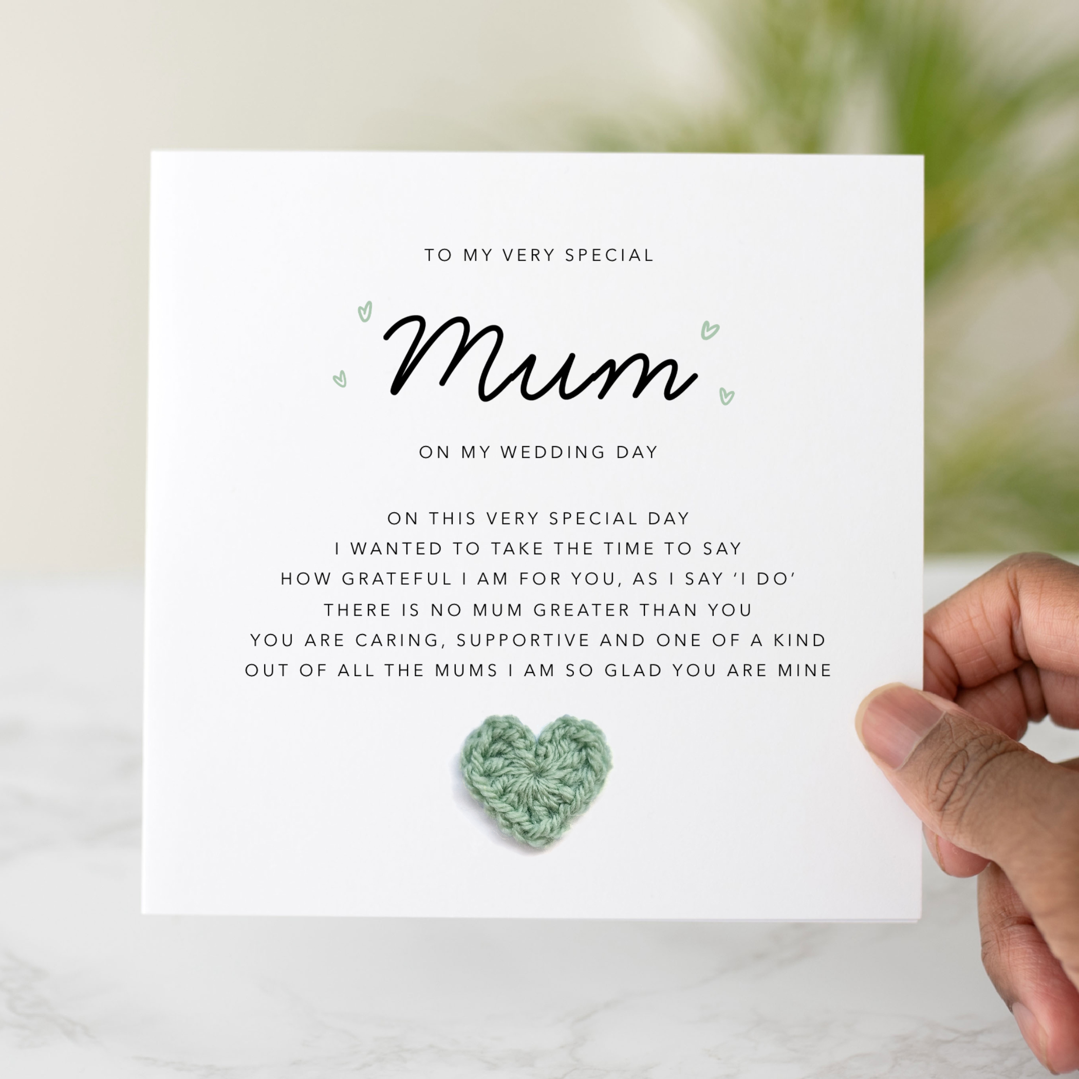 Mum Wedding Day Card - Crochet Heart