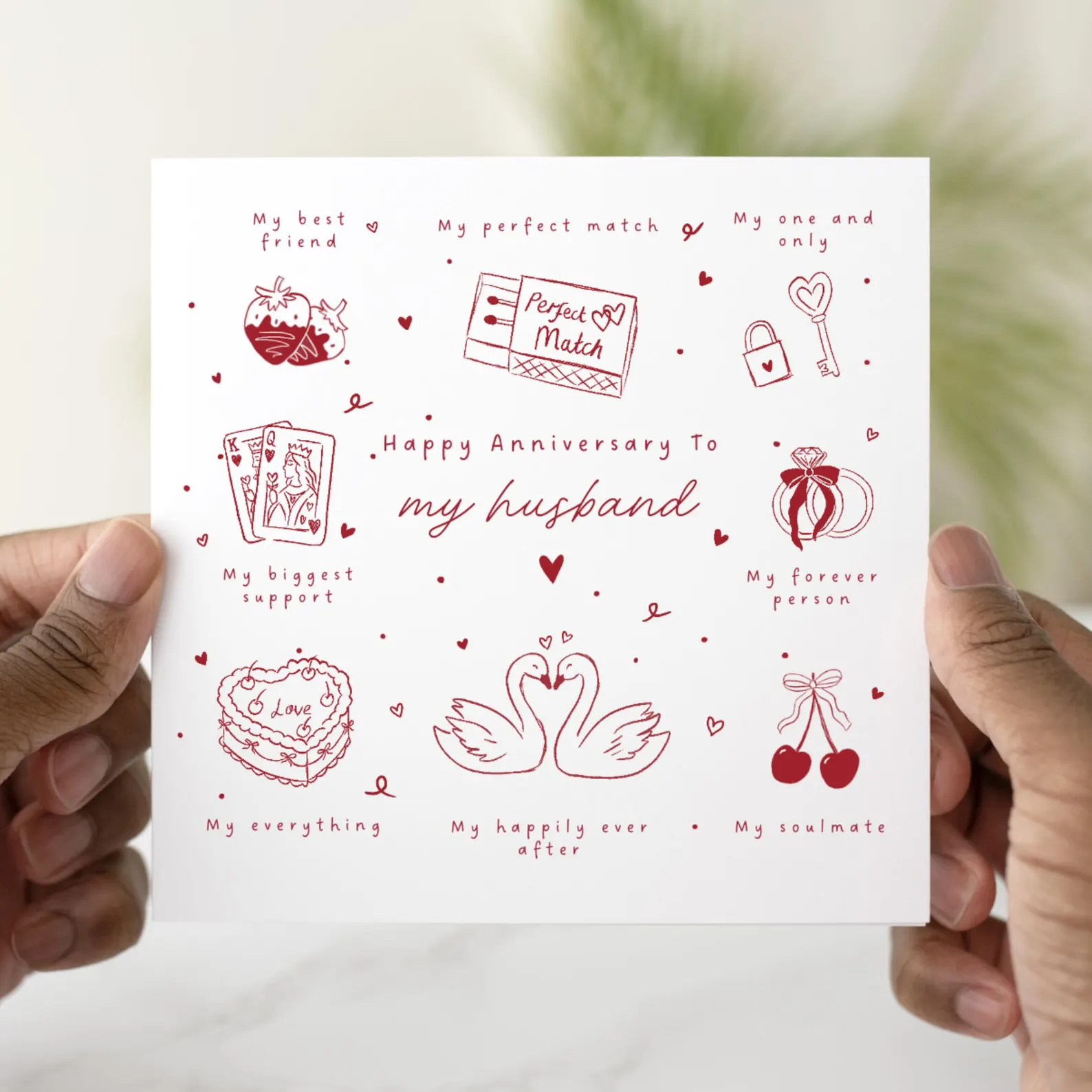 Cute Doodles Husband Anniversary Card