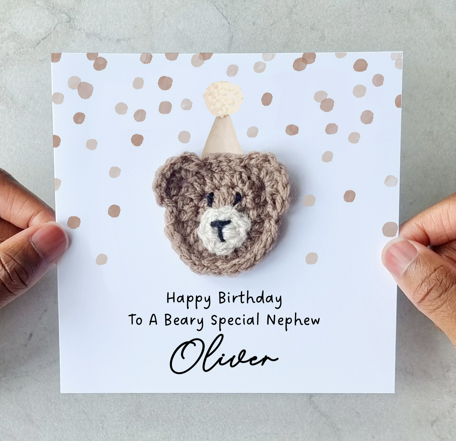 Personalised Nephew Birthday Card - Crochet Bear
