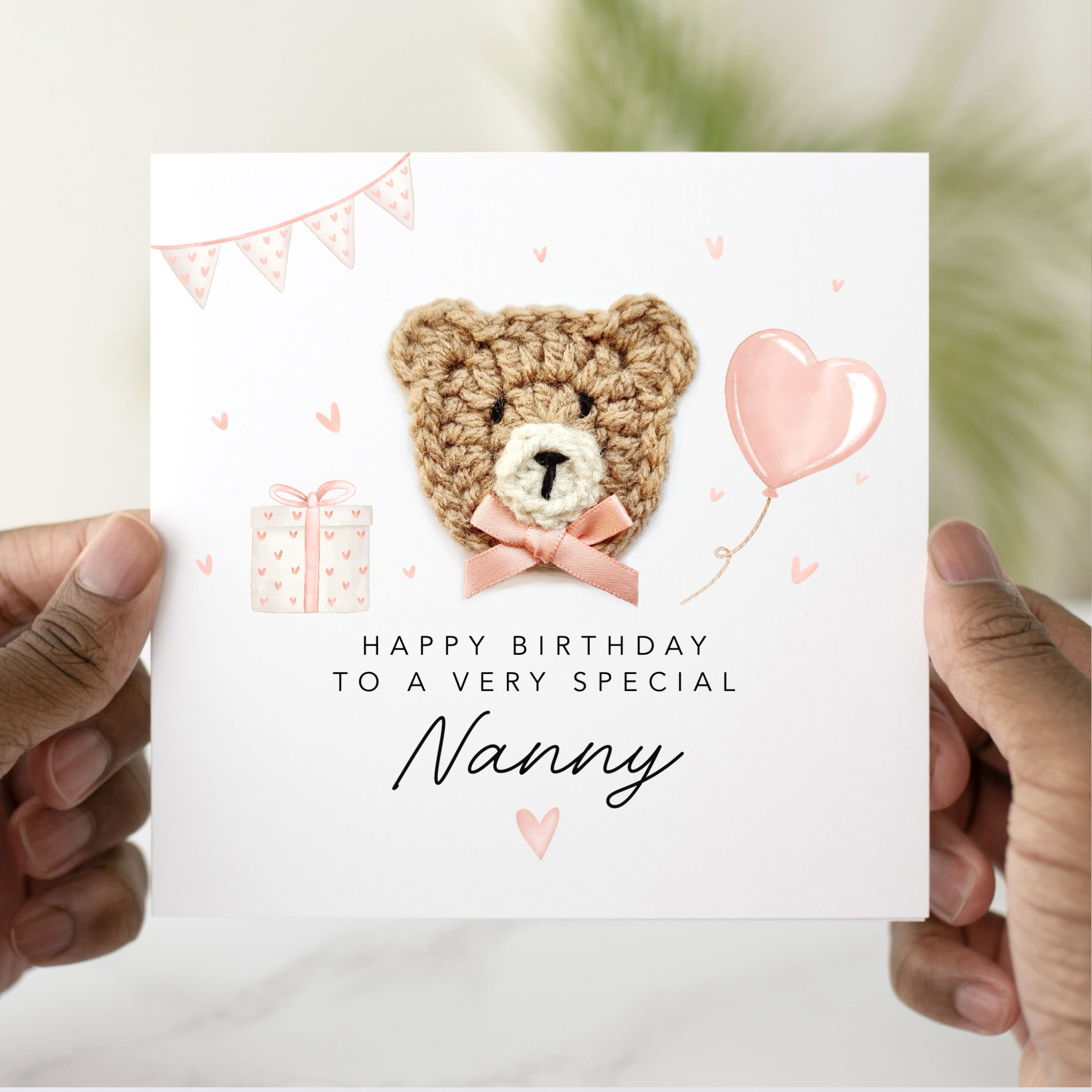 Cute Nanny Birthday Card - Crochet Bear