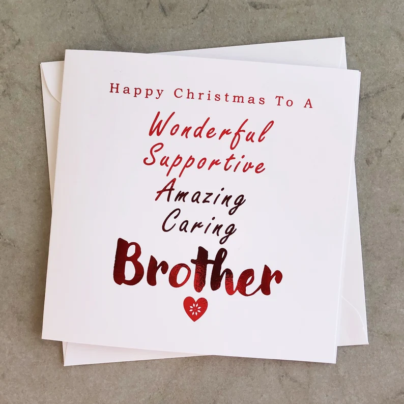 Compliments Brother Christmas Card - Red Foil