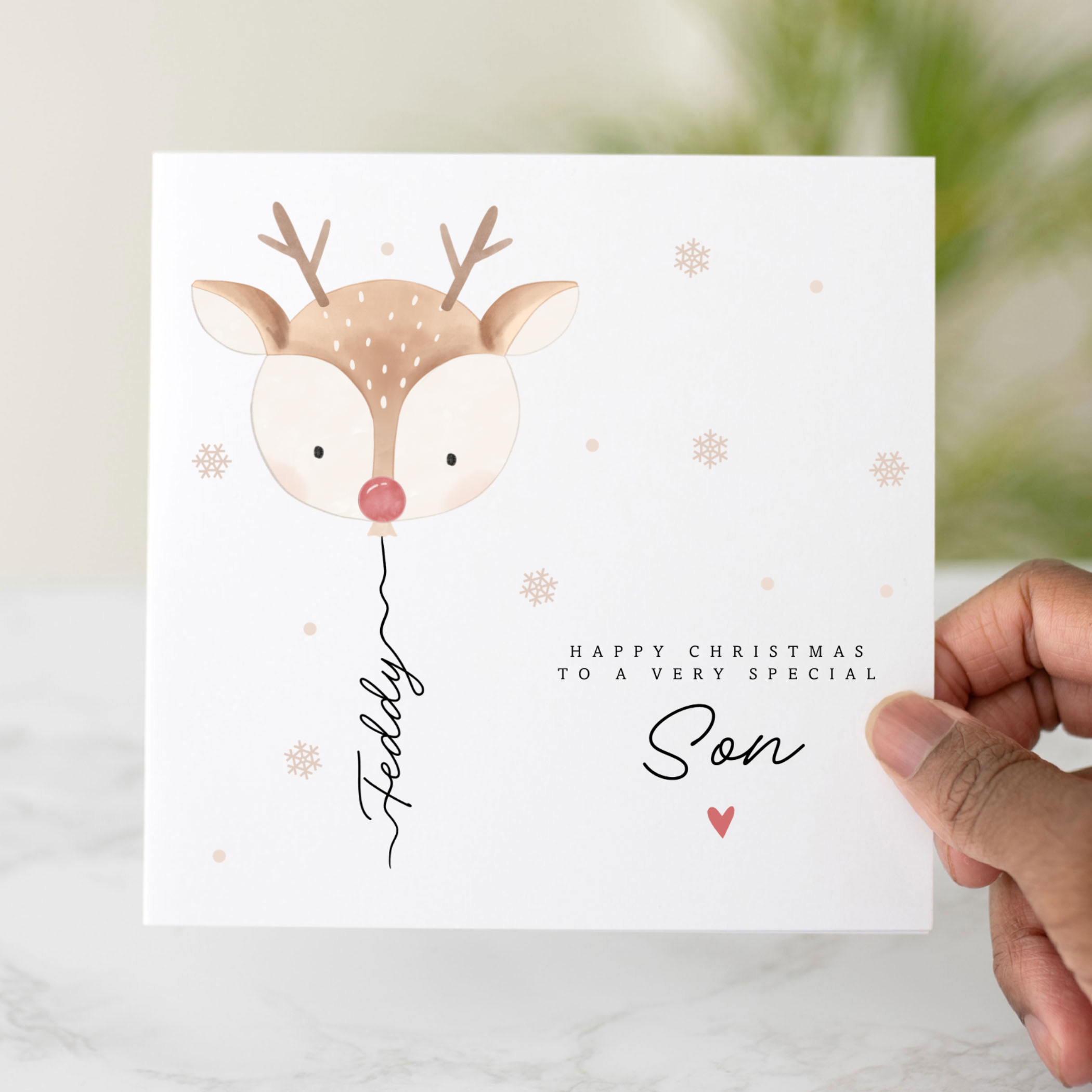 Personalised Son Christmas Card - Reindeer