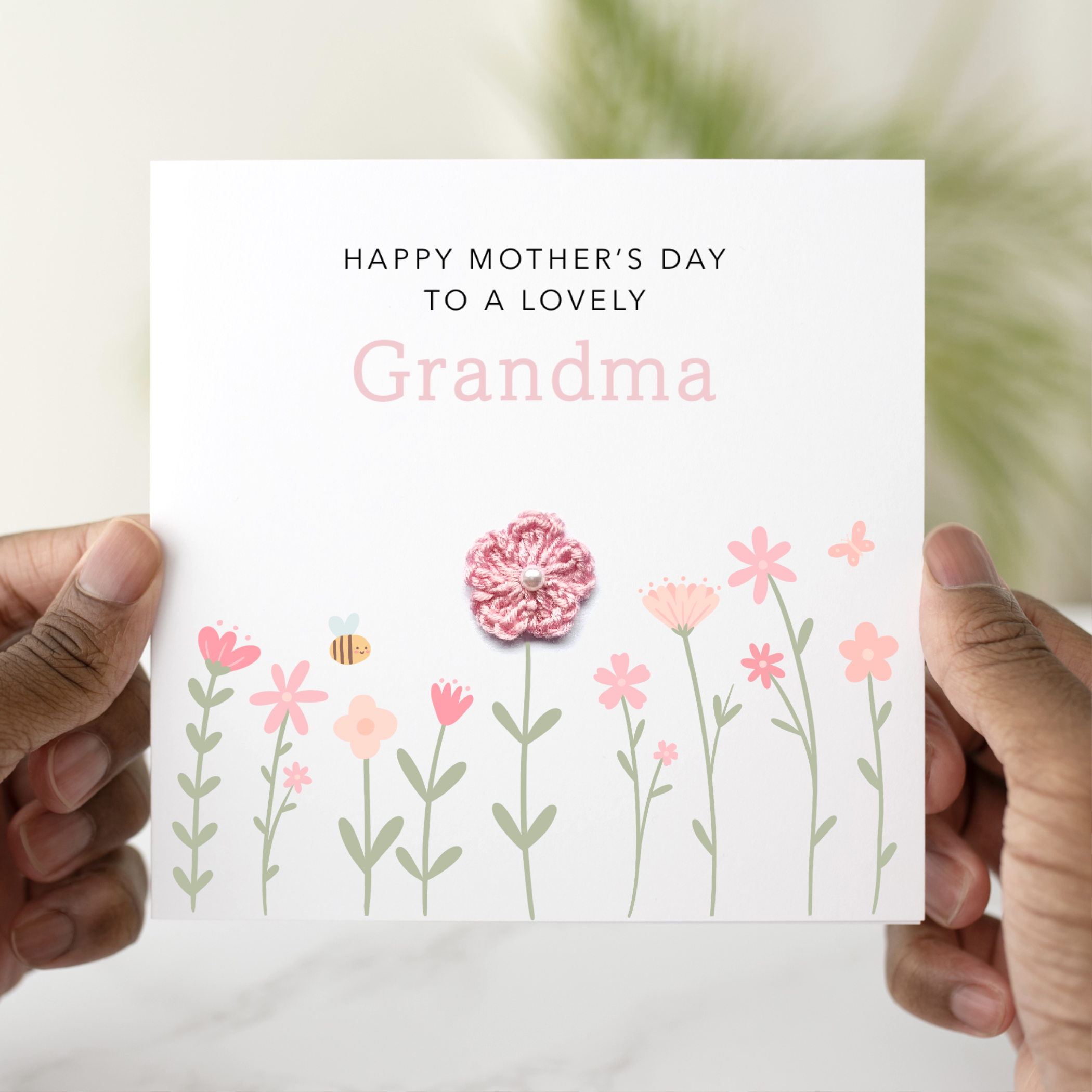 Cute Grandma Mother's Day Card - Crochet Flower