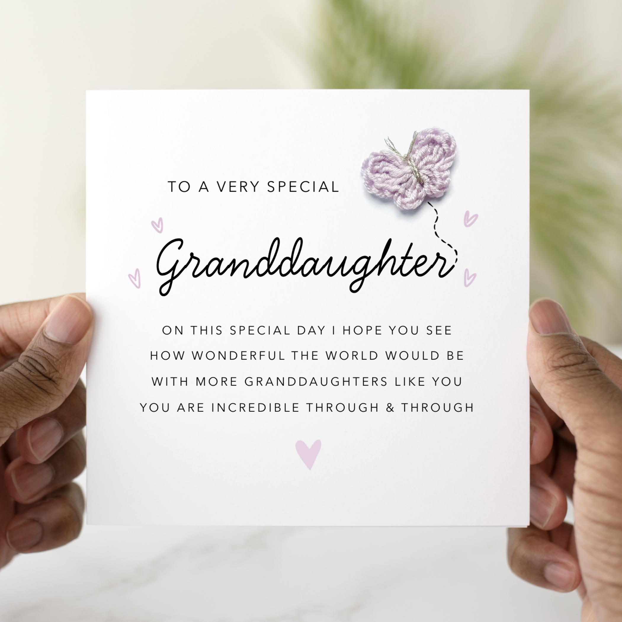Granddaughter Birthday Card - Crochet Butterfly