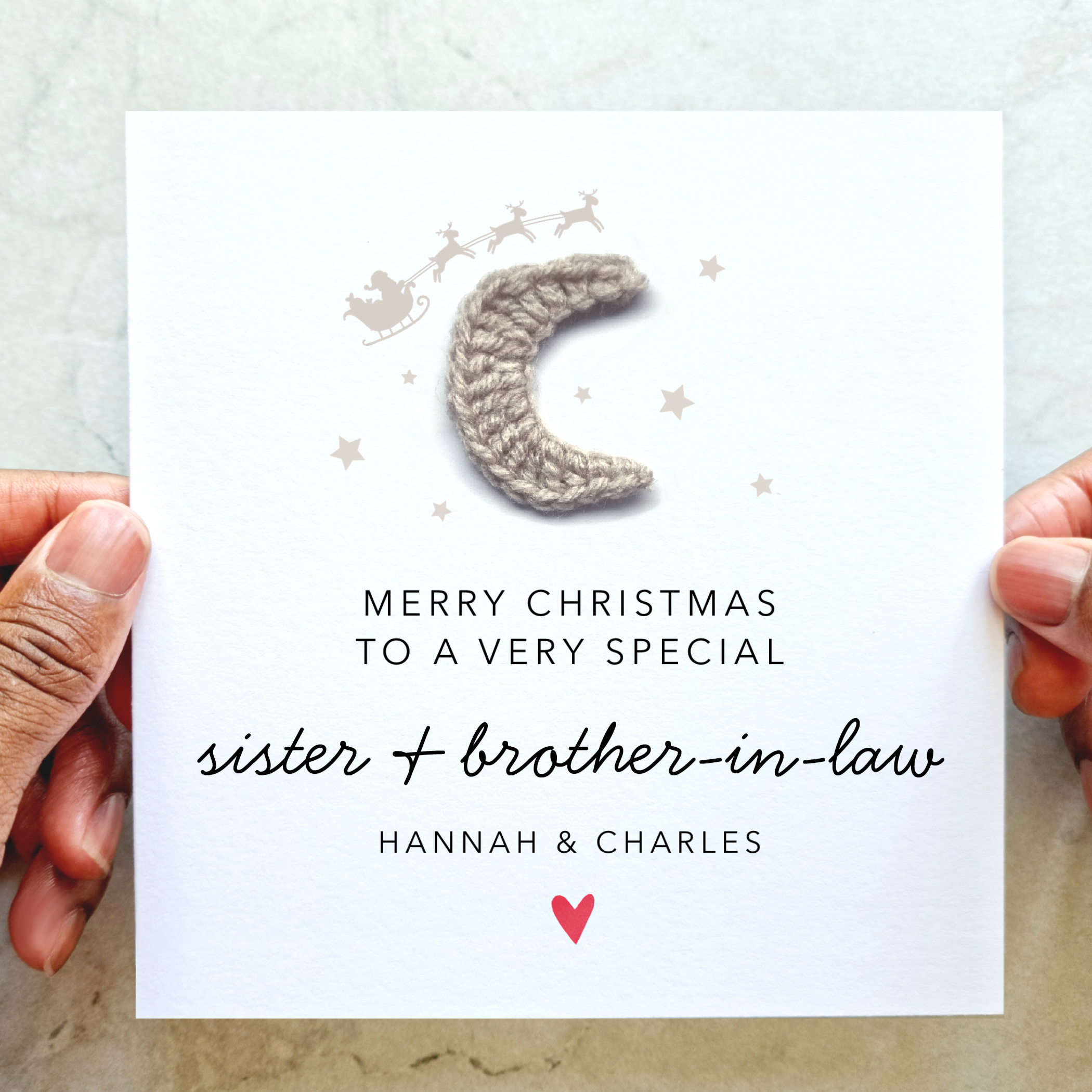 Sister & Brother In Law Christmas Card - Crochet Moon
