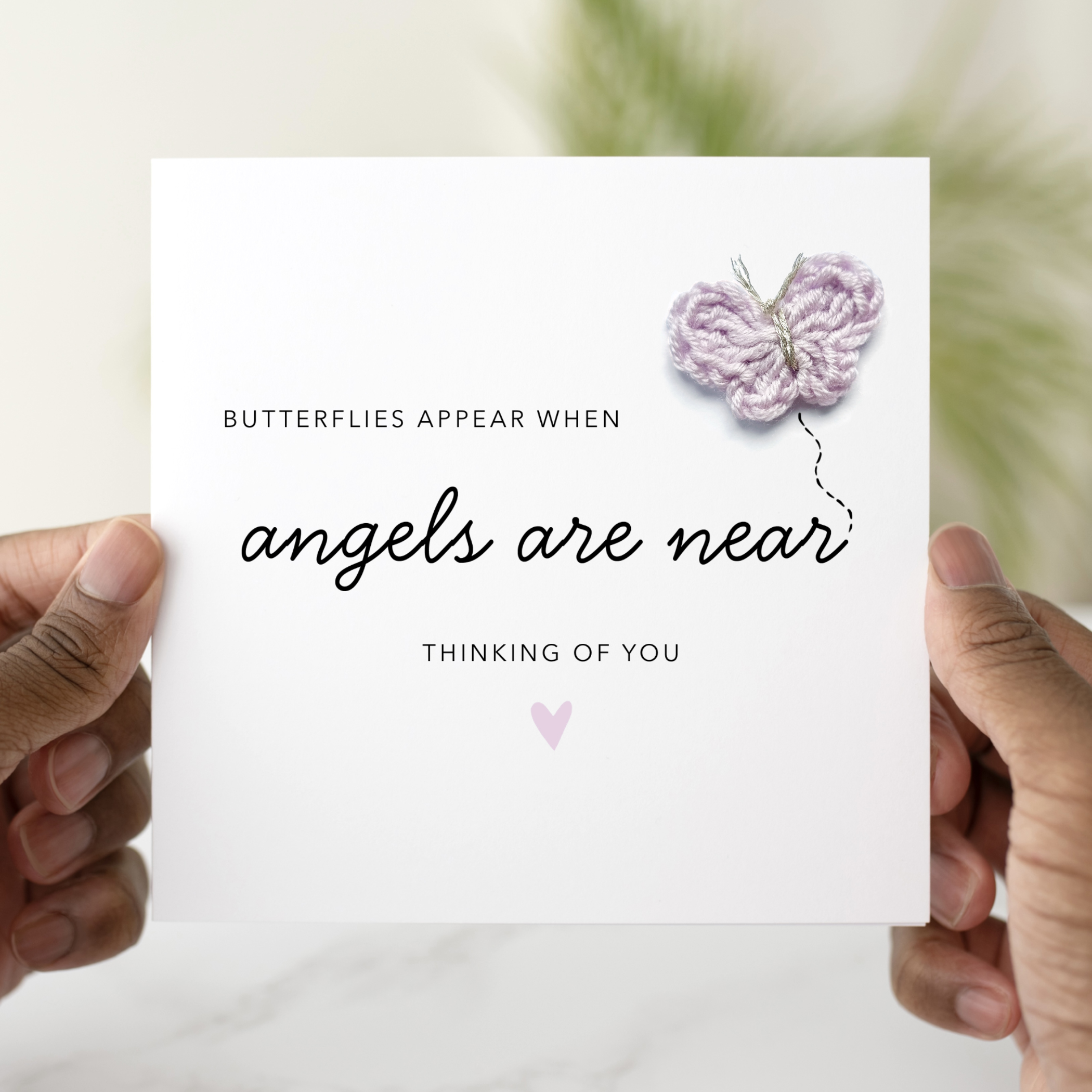 Sympathy Card - Angels Are Near - Crochet Butterfly
