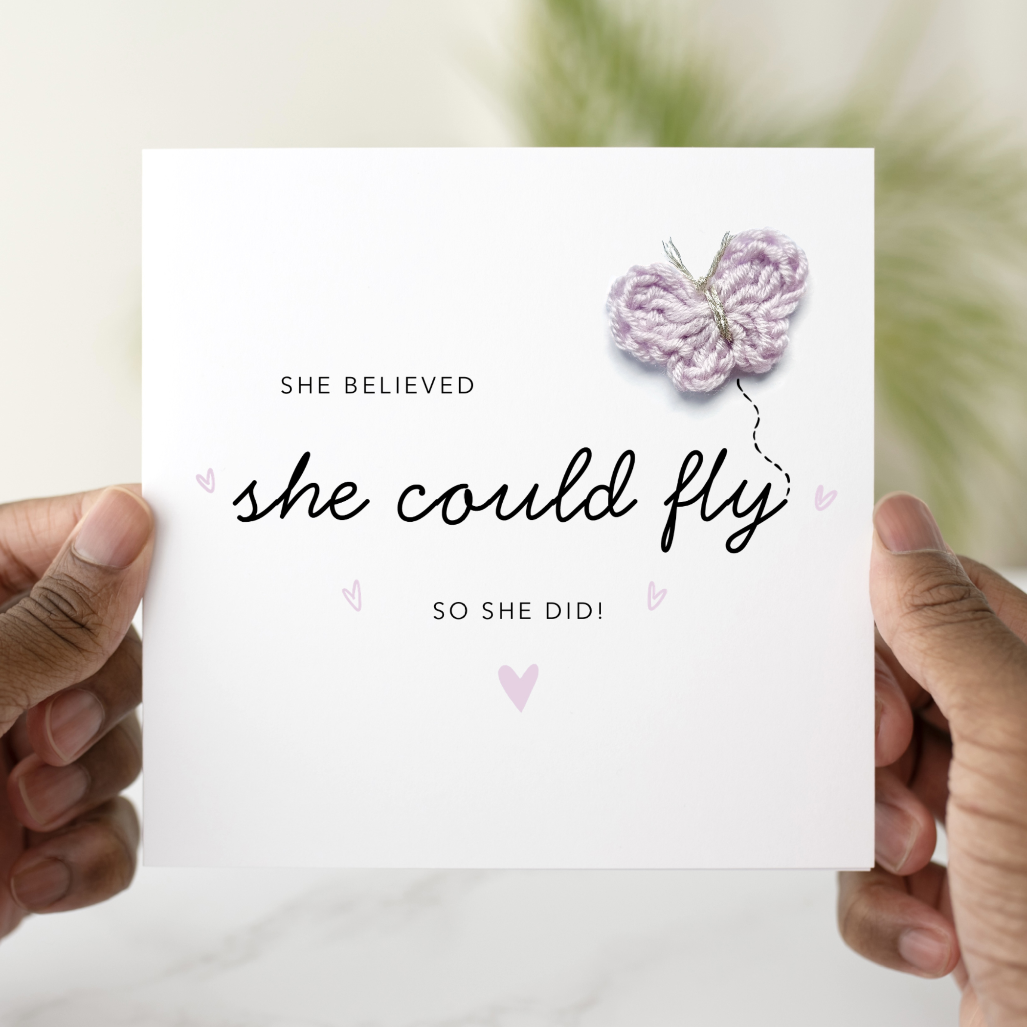 Congratulations Card - Fly - Crochet Butterfly