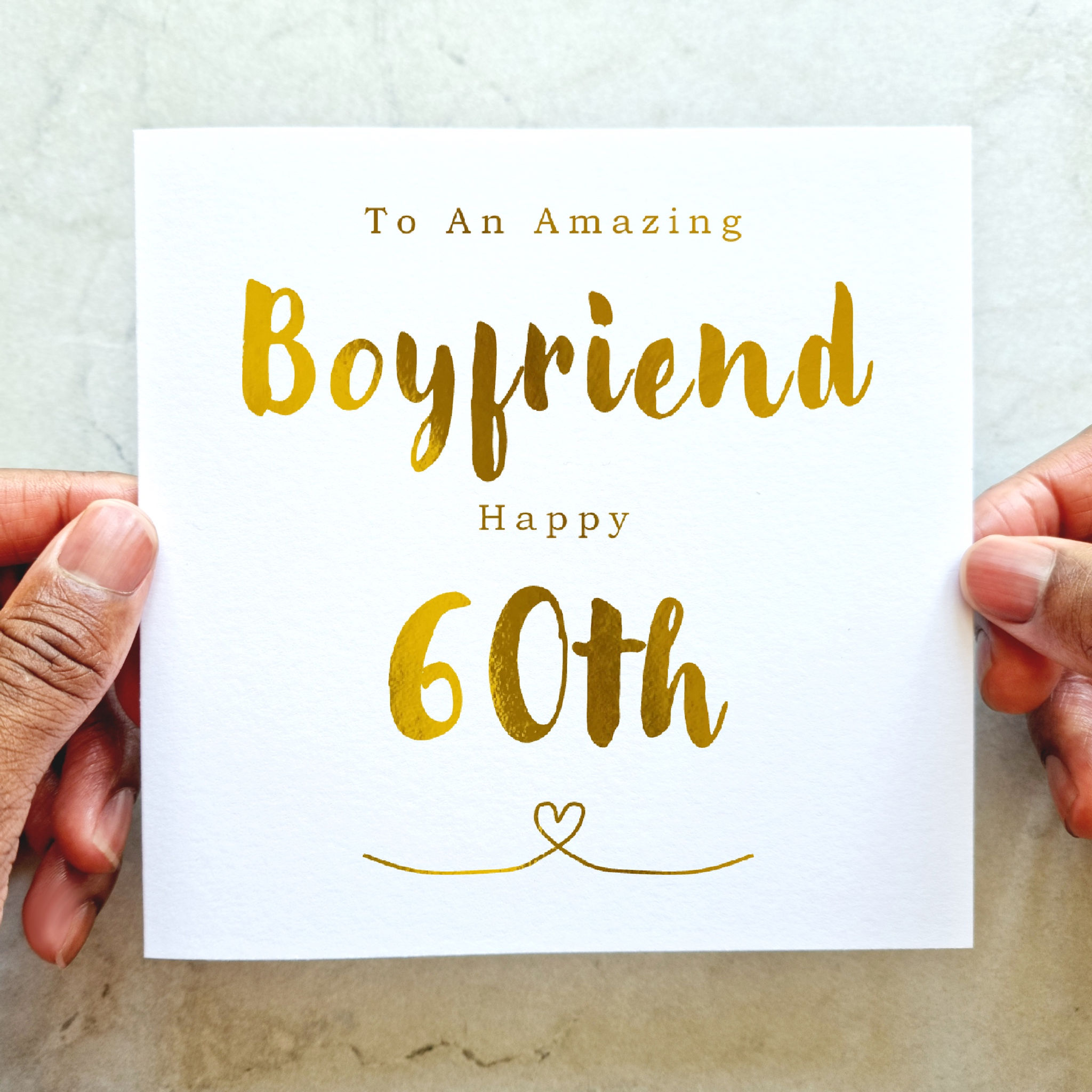 Boyfriend 60th Birthday Card - Gold Foil