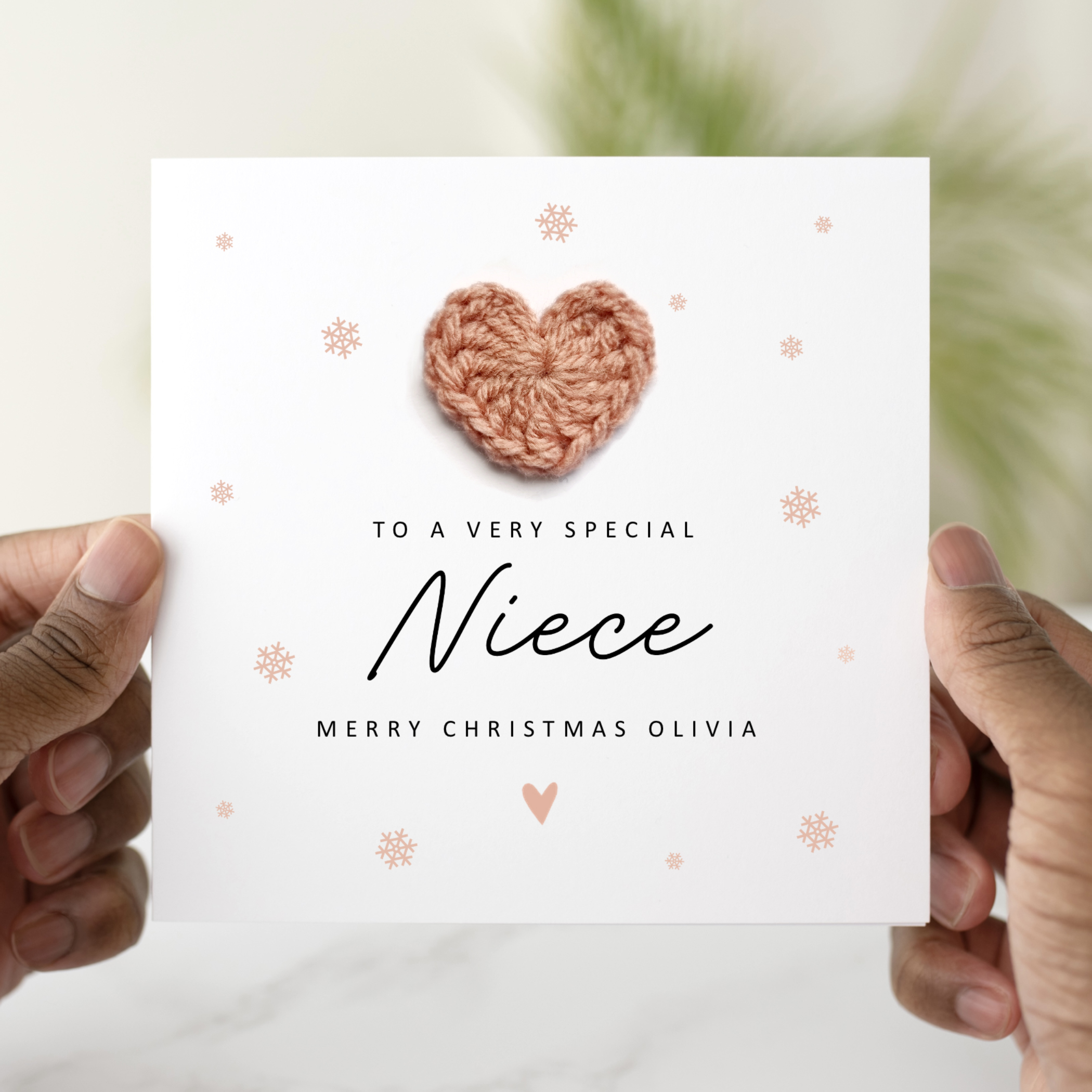 Niece Christmas Card - Crochet Heart