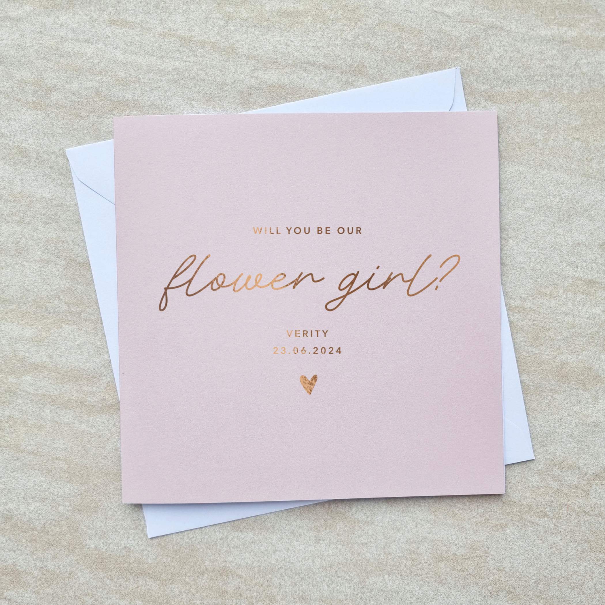 Personalised Will You Be Our Flower Girl Card - Rose Gold Foil