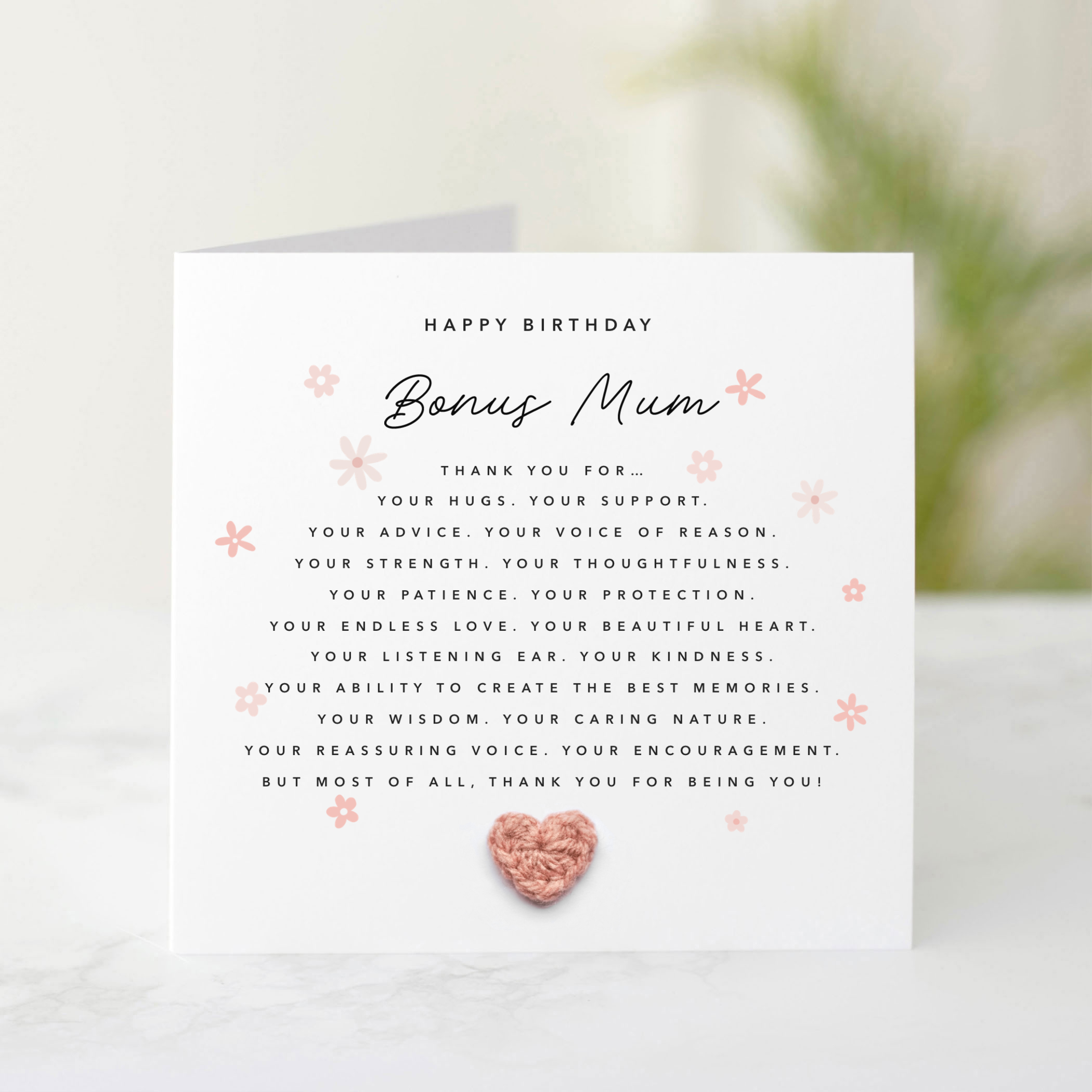 Thank You Bonus Mum Birthday Card - Crochet Heart