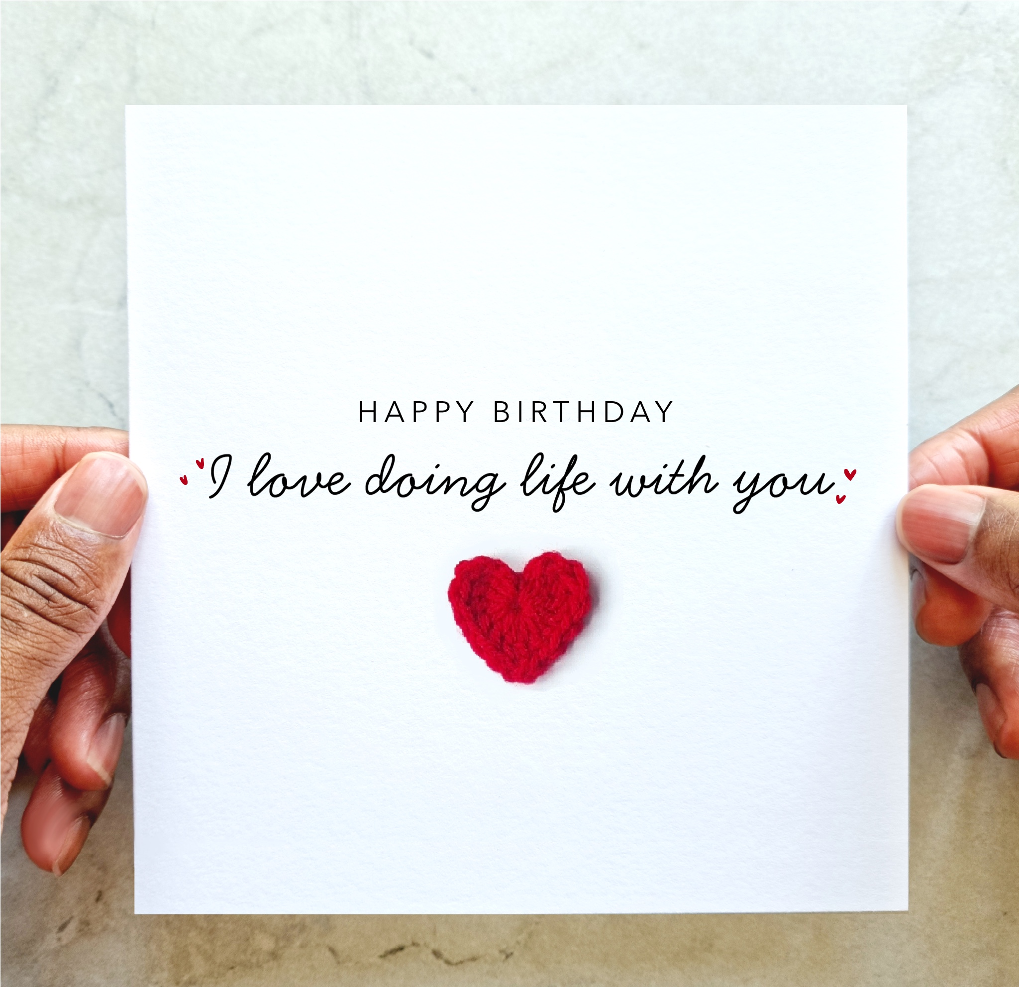 Birthday Card - I Love - Crochet Heart