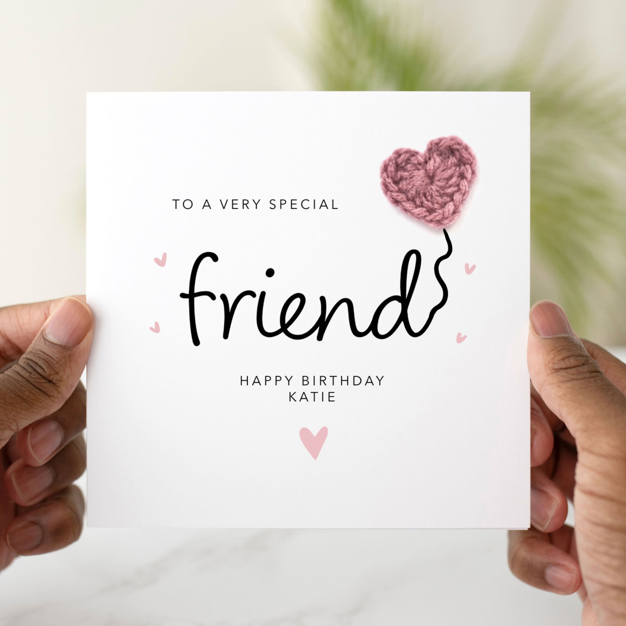 Personalised Friend Birthday Card - Crochet Heart