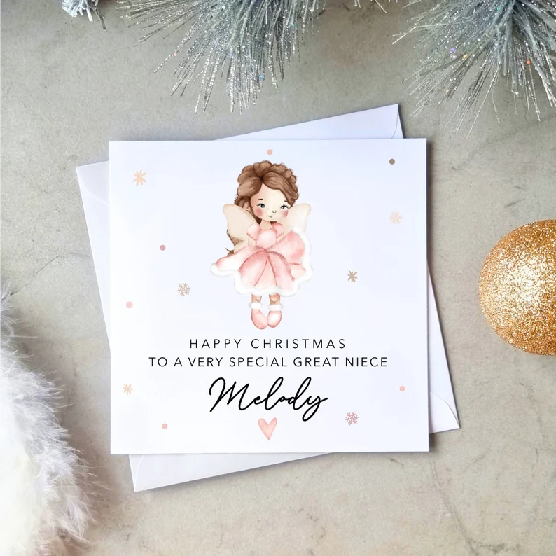 Personalised Great Niece Christmas Card - Fairy