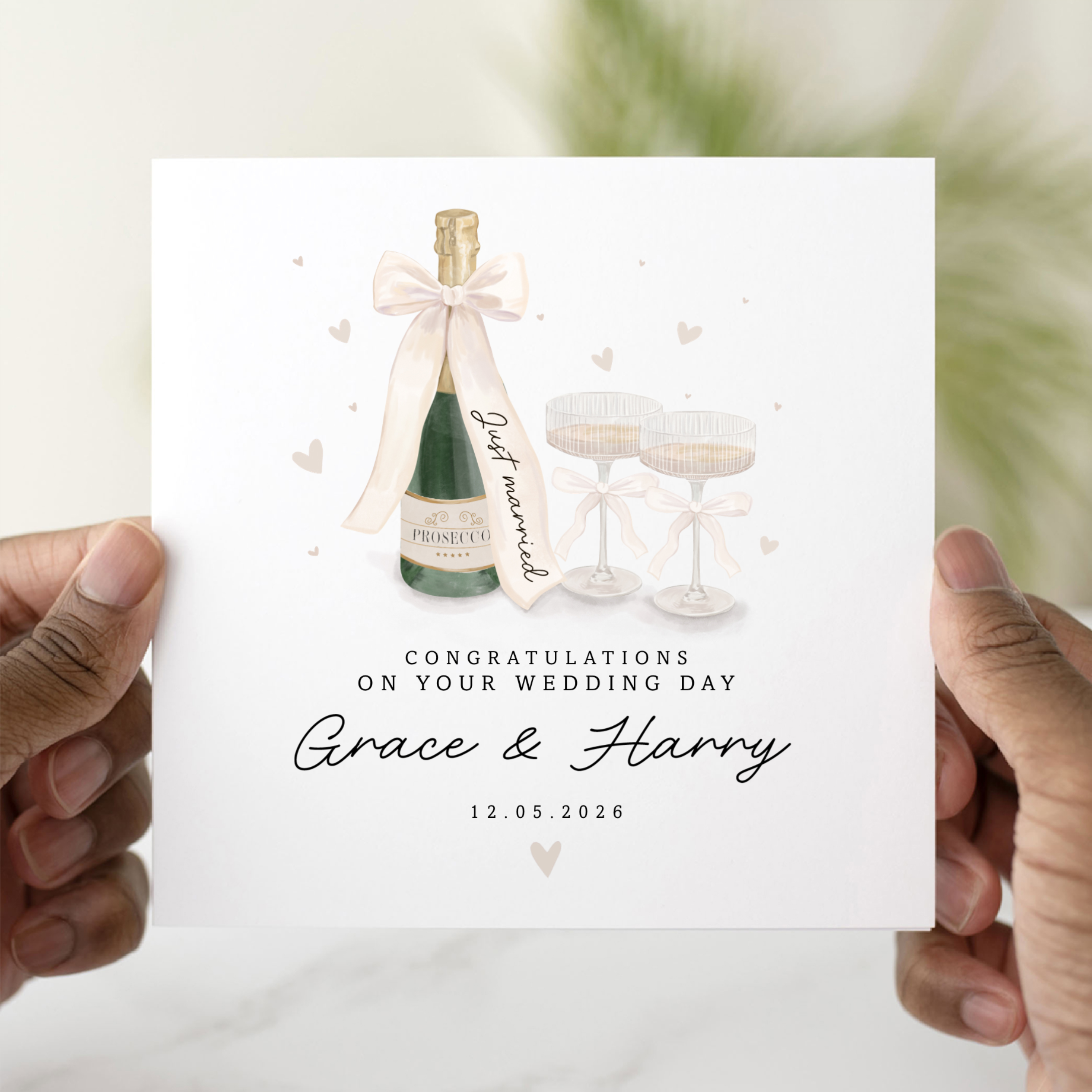 Personalised Champagne Wedding Day Card