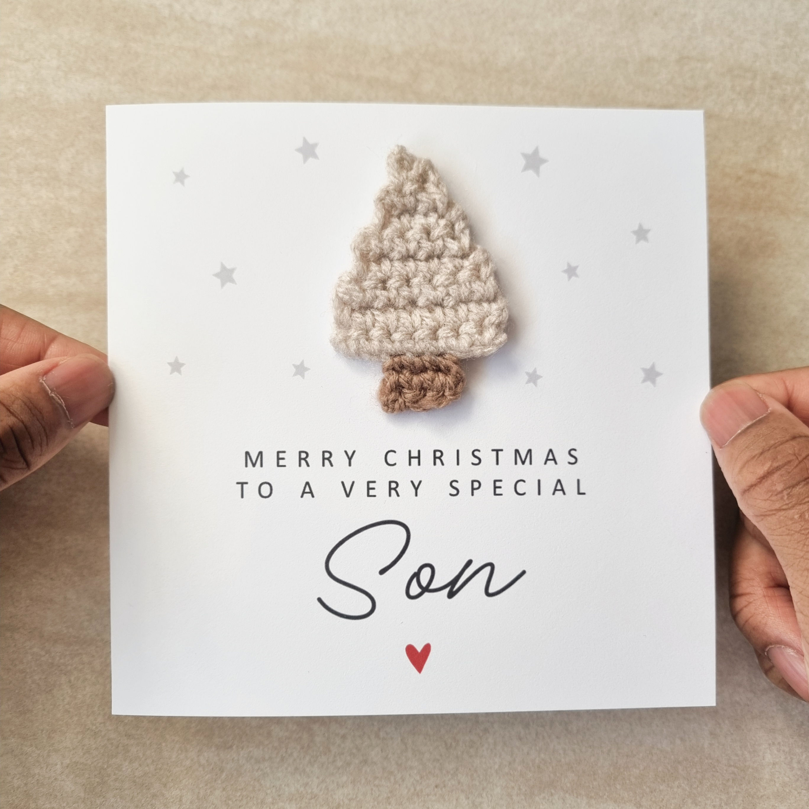 Personalised Son Christmas Card - Crochet Tree