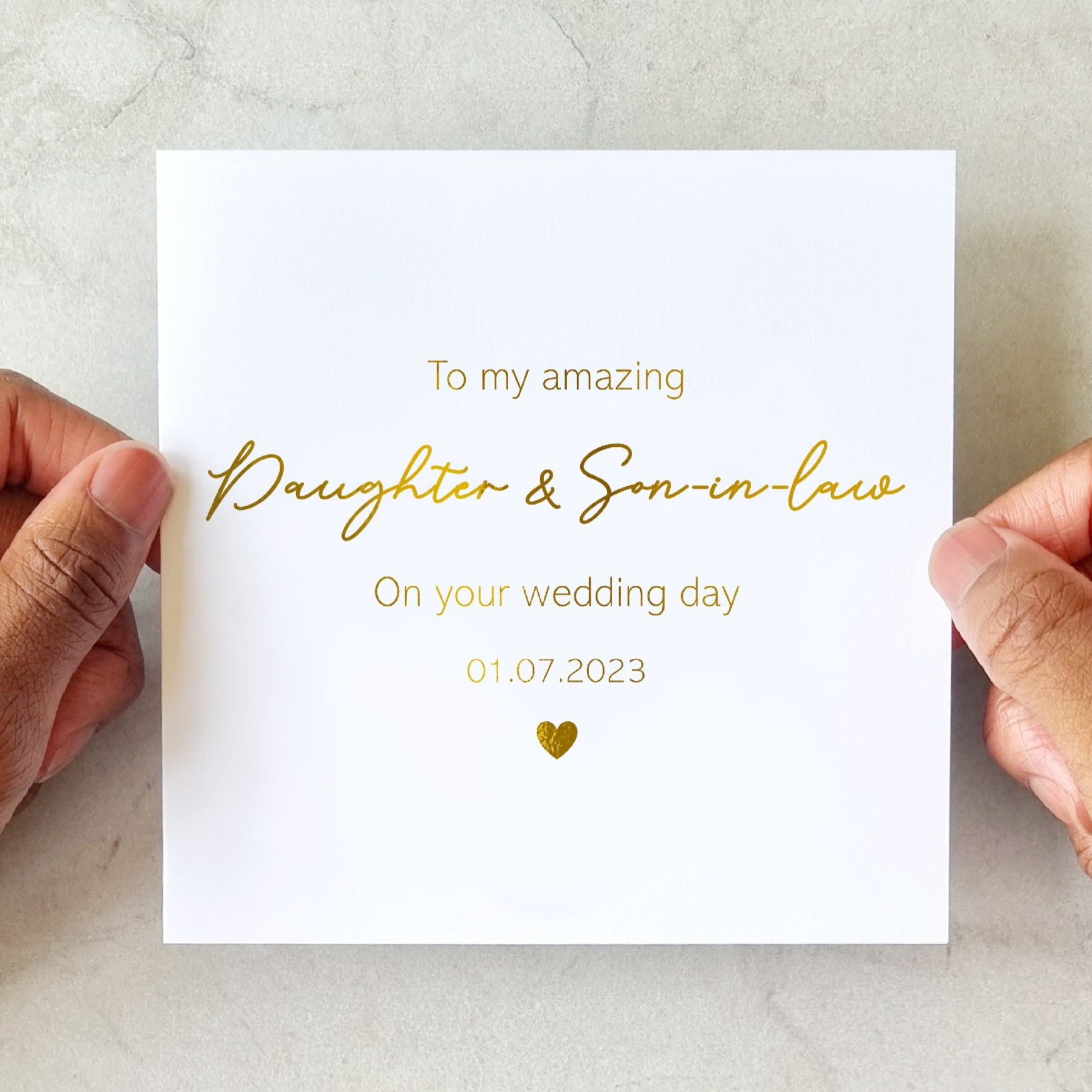 Personalised Daughter & Son In Law Wedding Card - Gold Foil