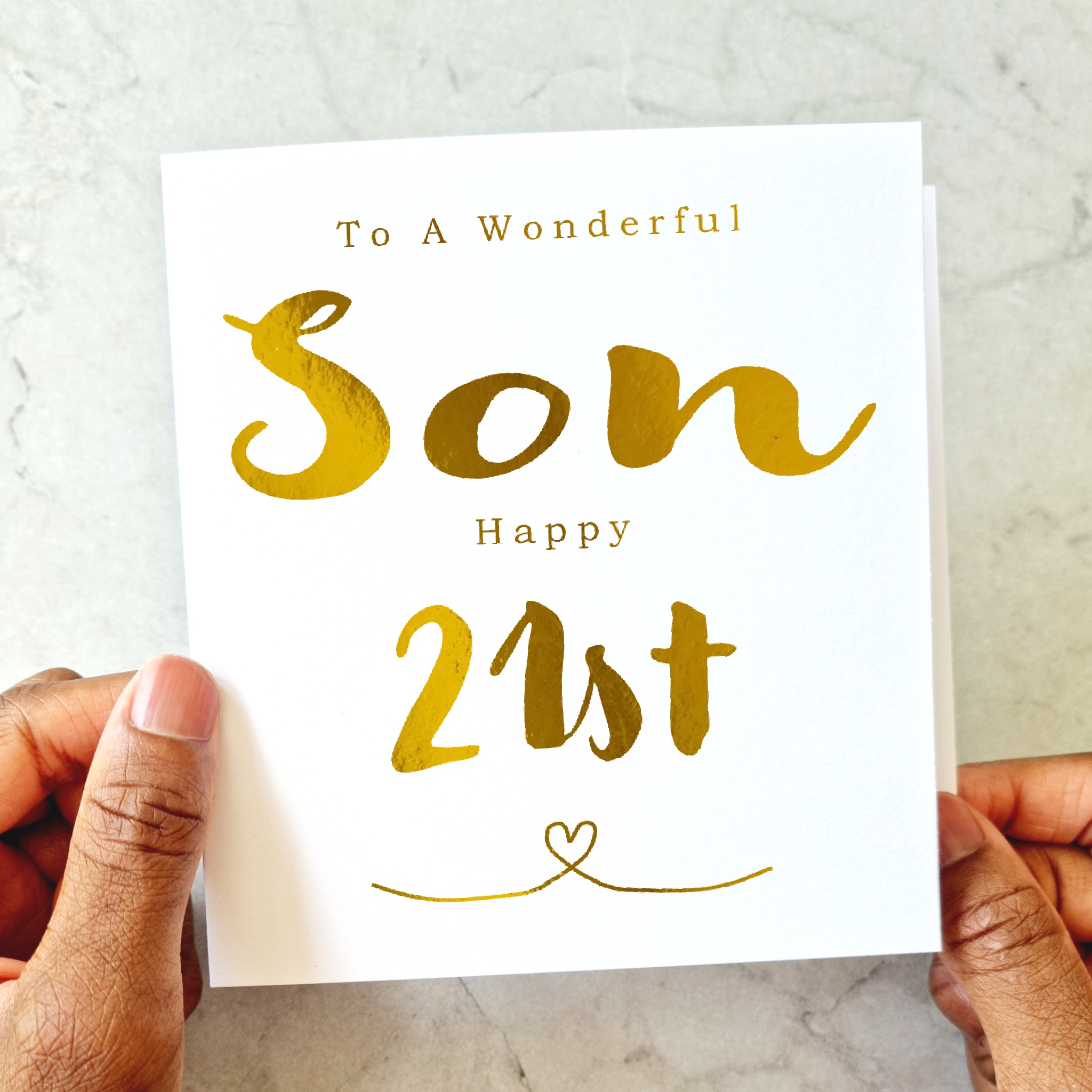Son 21st Birthday Card - Gold Foil