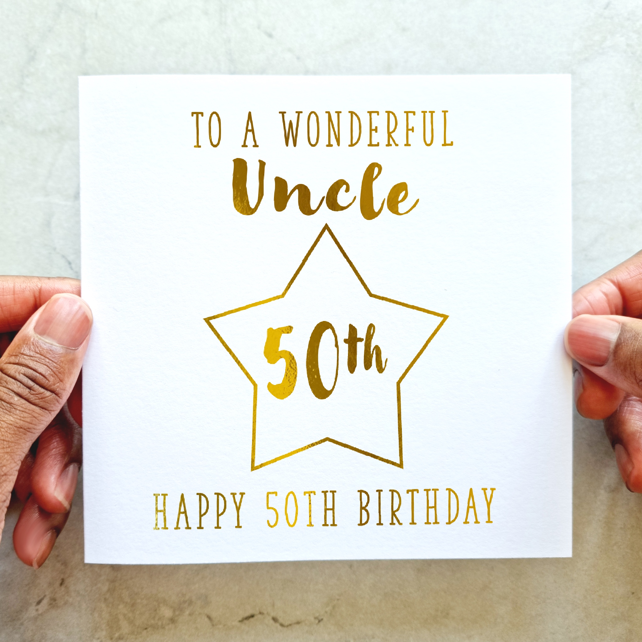 Uncle 50th Birthday Card - Gold Foil