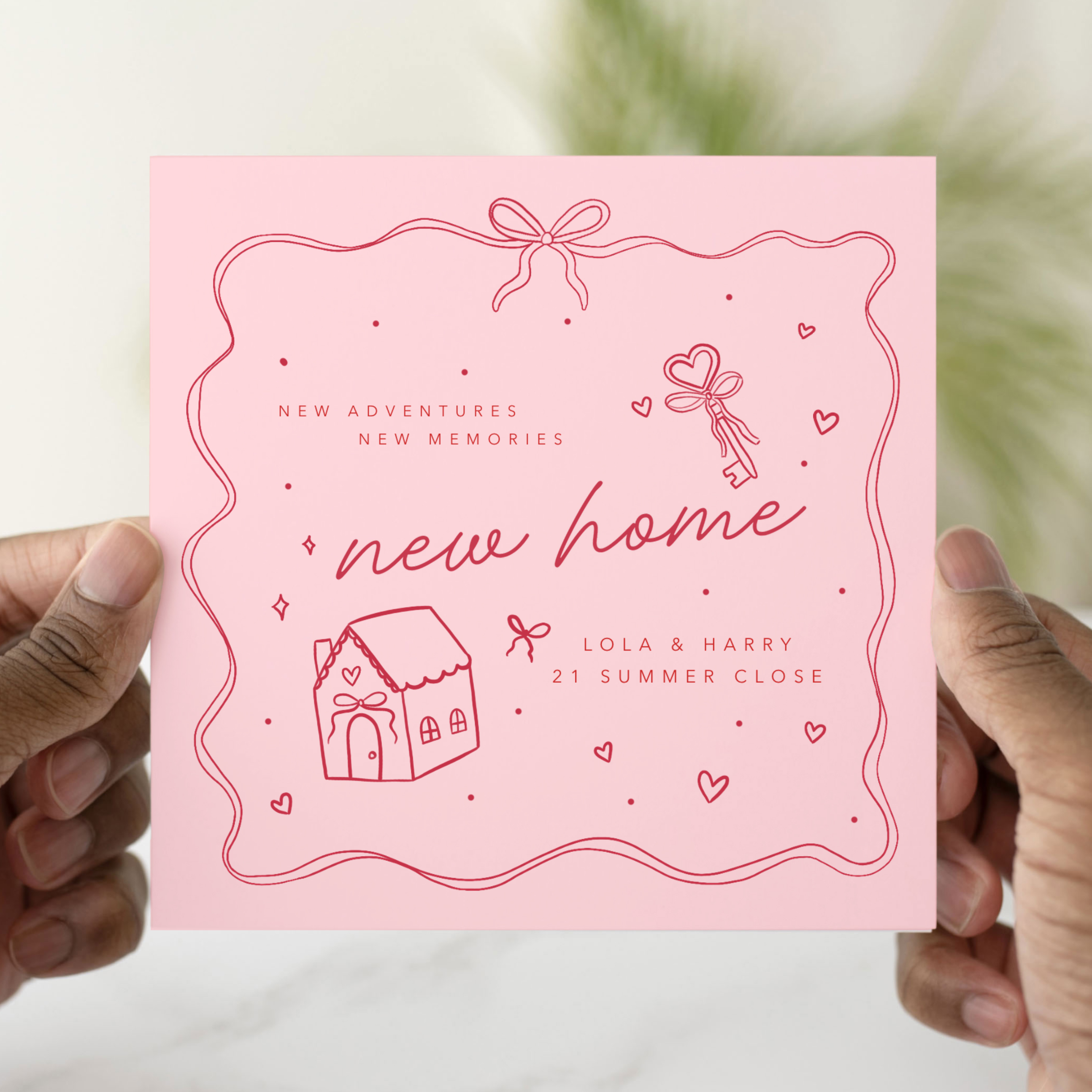 Personalised Pink New Home Card