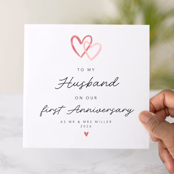 Personalised To My Husband on Our 1st Anniversary Card