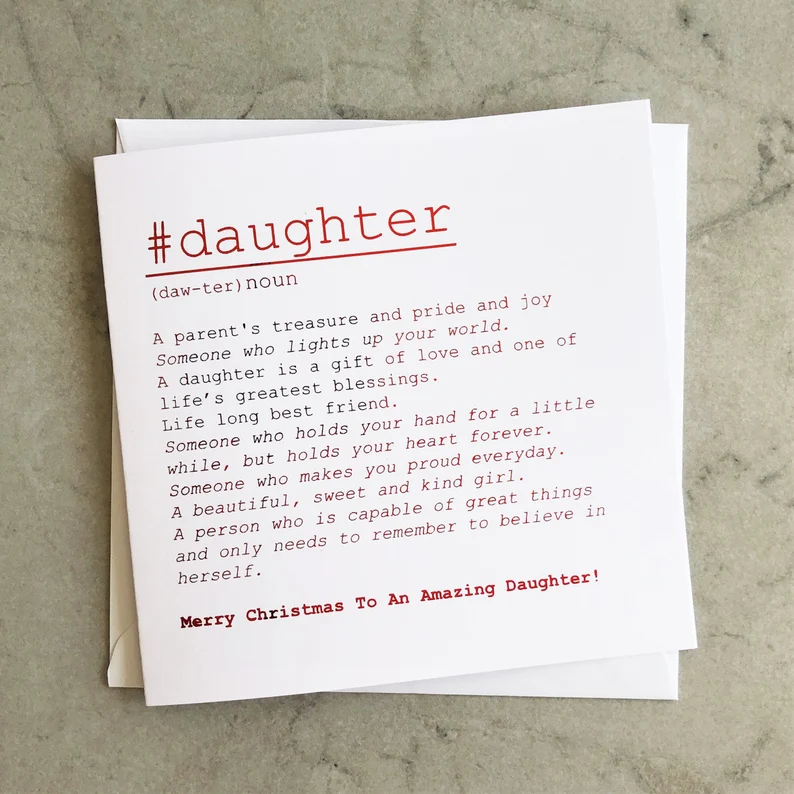 Definition Daughter Christmas Card - Red Foil