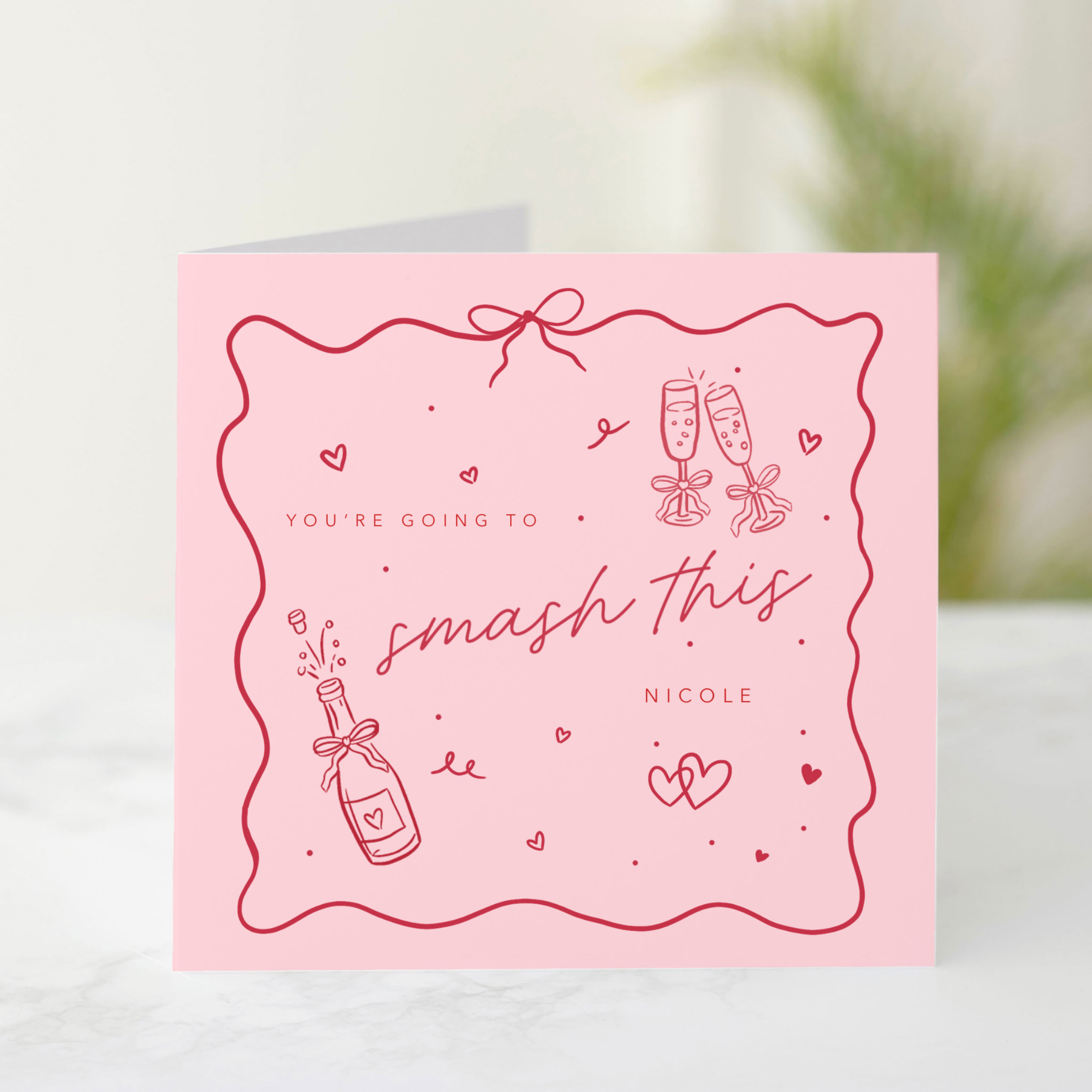 Personalised Pink Good Luck Card - Smash This