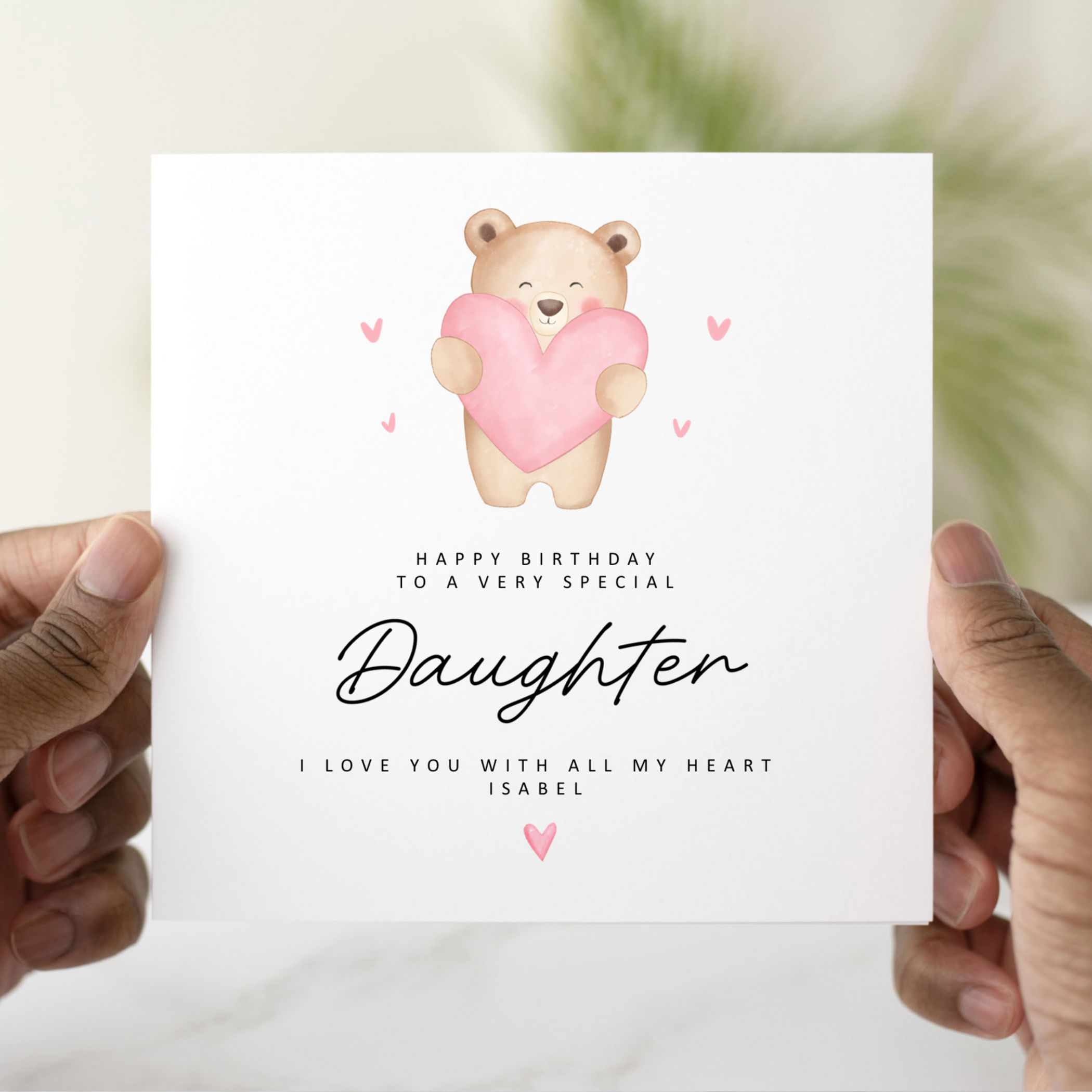 Personalised Daughter Birthday Card - Cute Bear