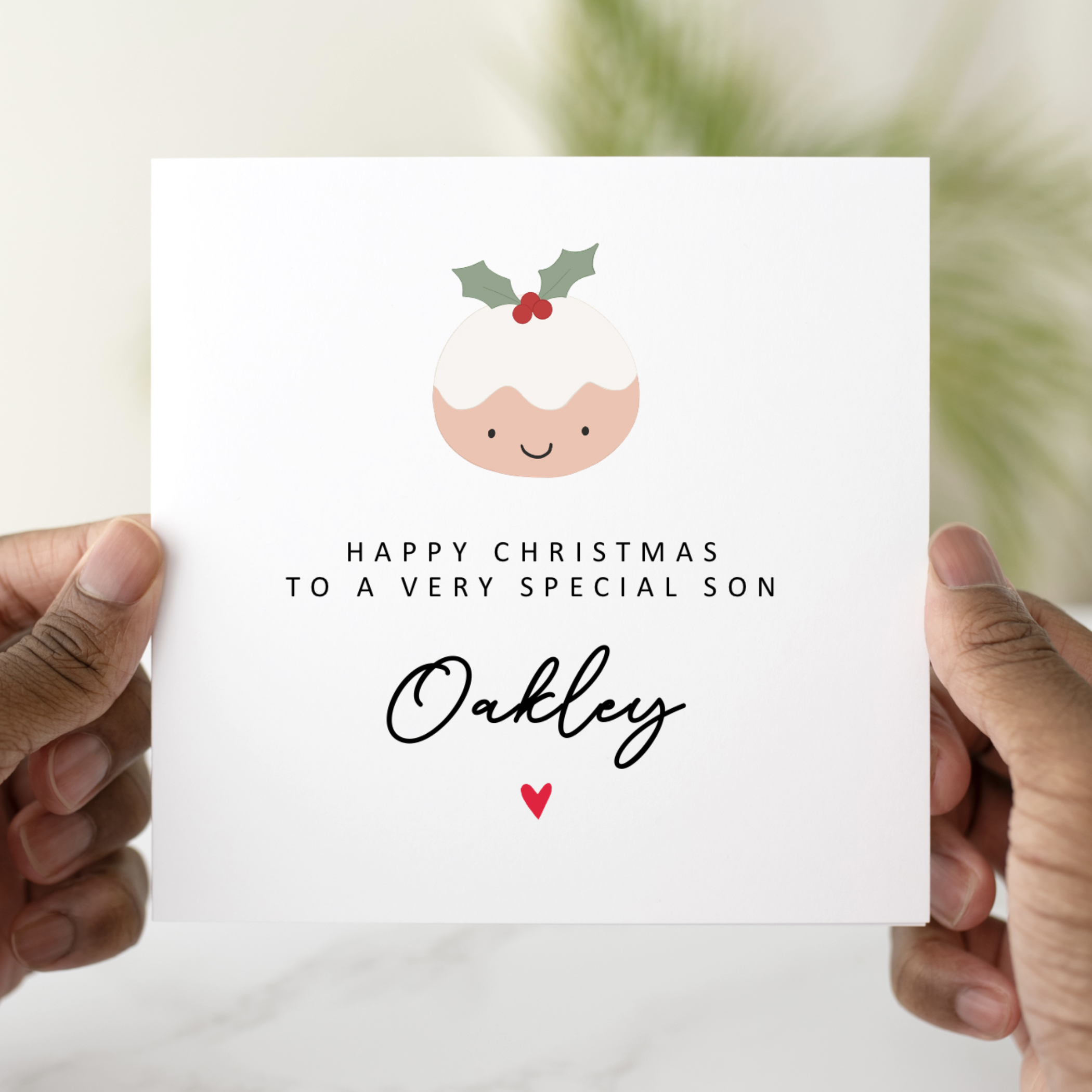 Personalised Son Christmas Card - Pudding
