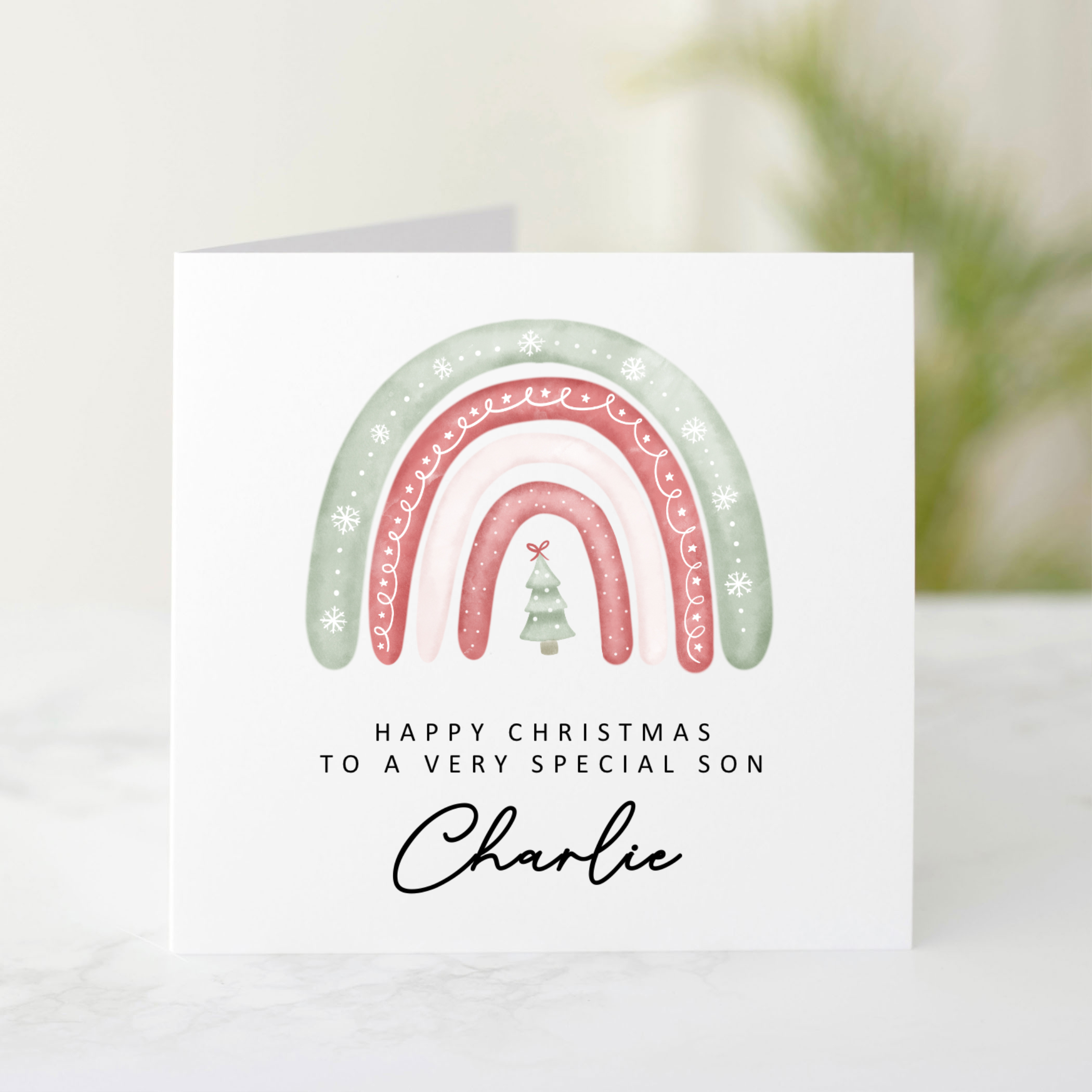 Personalised Son Christmas Card - Rainbow